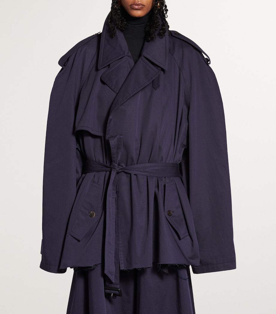Oversized Cotton Cropped Trench Coat 4100 Image 3