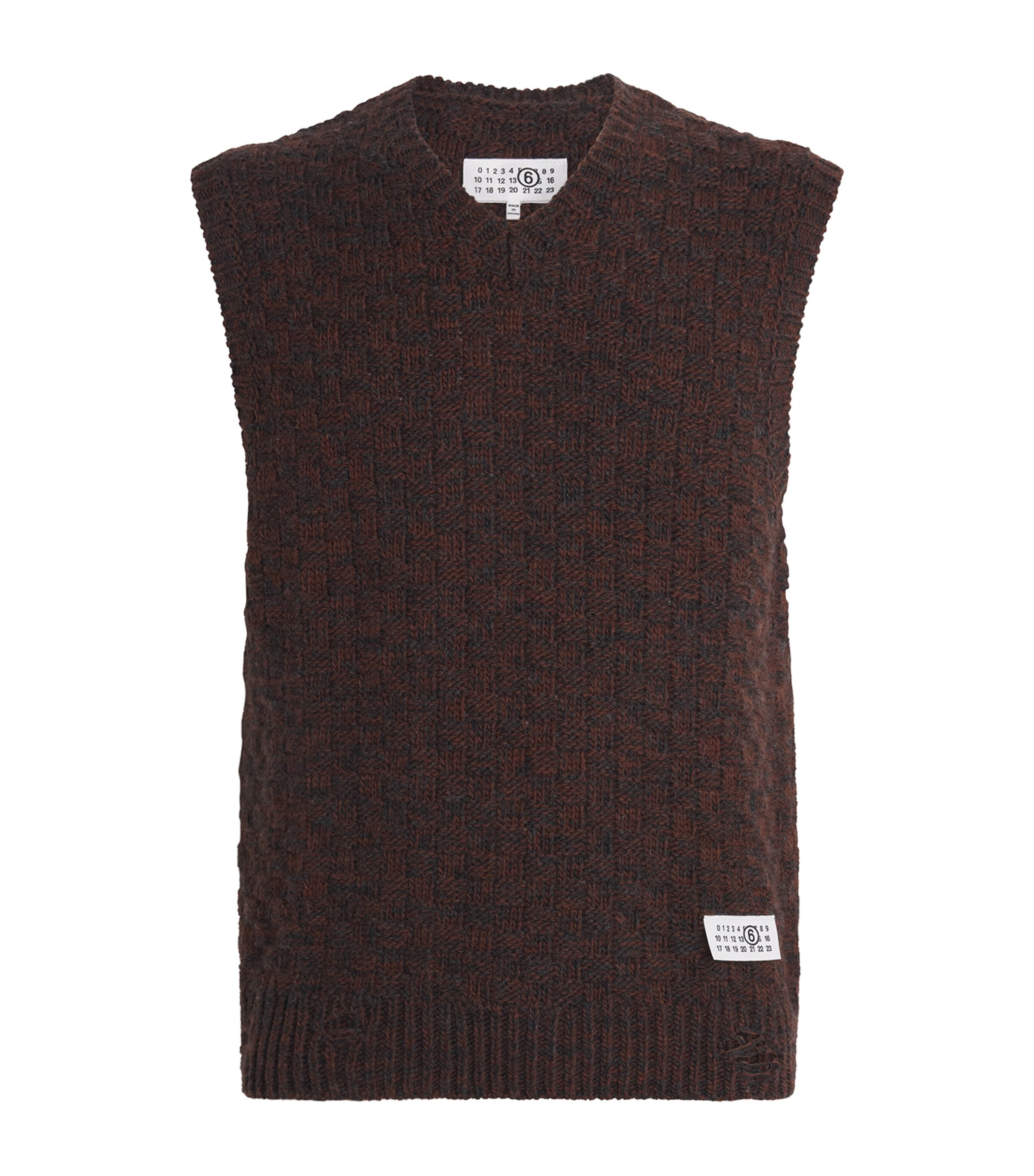MM6 Maison Margiela Mens Virgin Wool-Blend Sweater Vest Brown Image 1