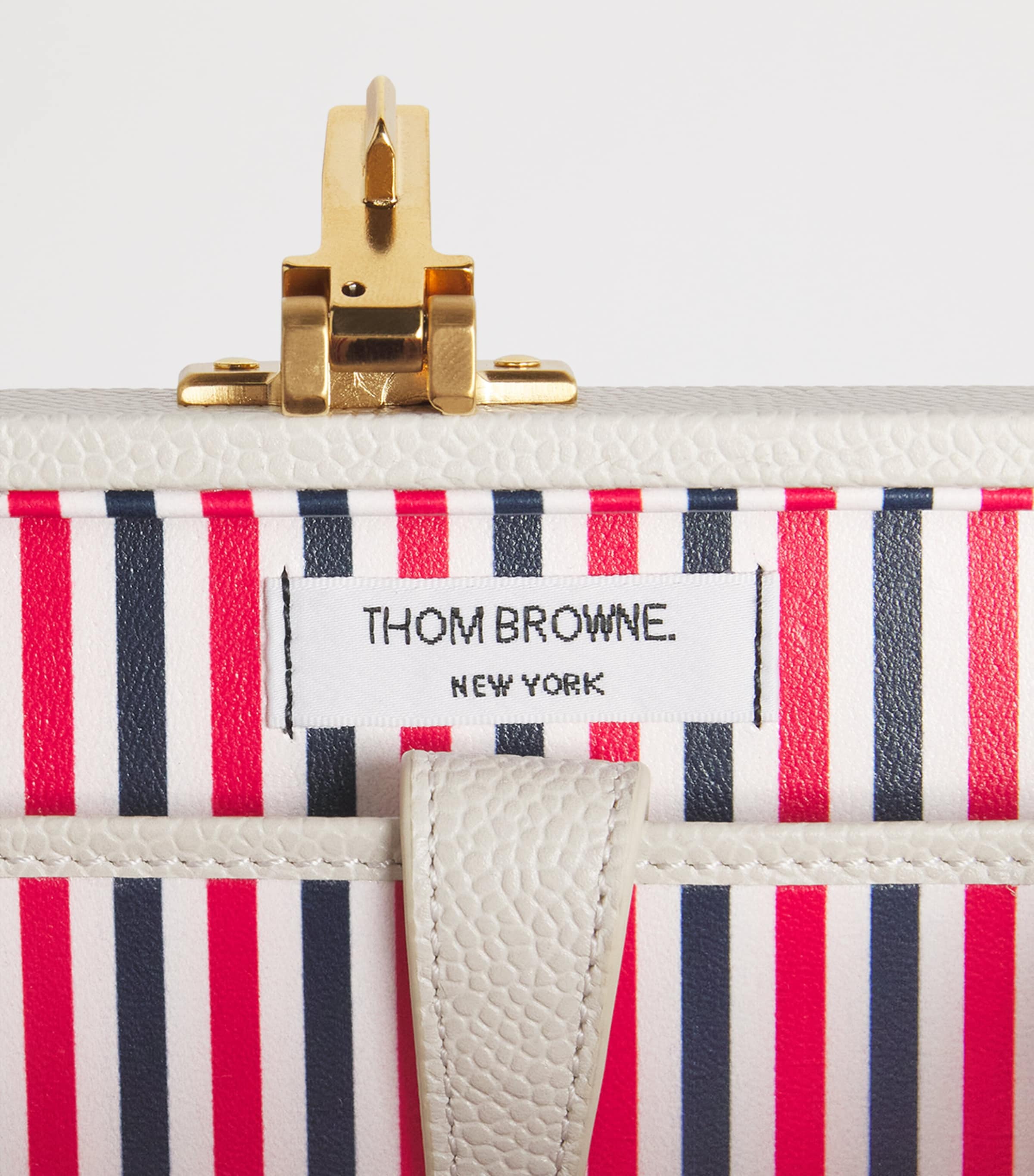 Thom Browne Grained Leather Attaché Top-Handle Bag Khaki Image 3