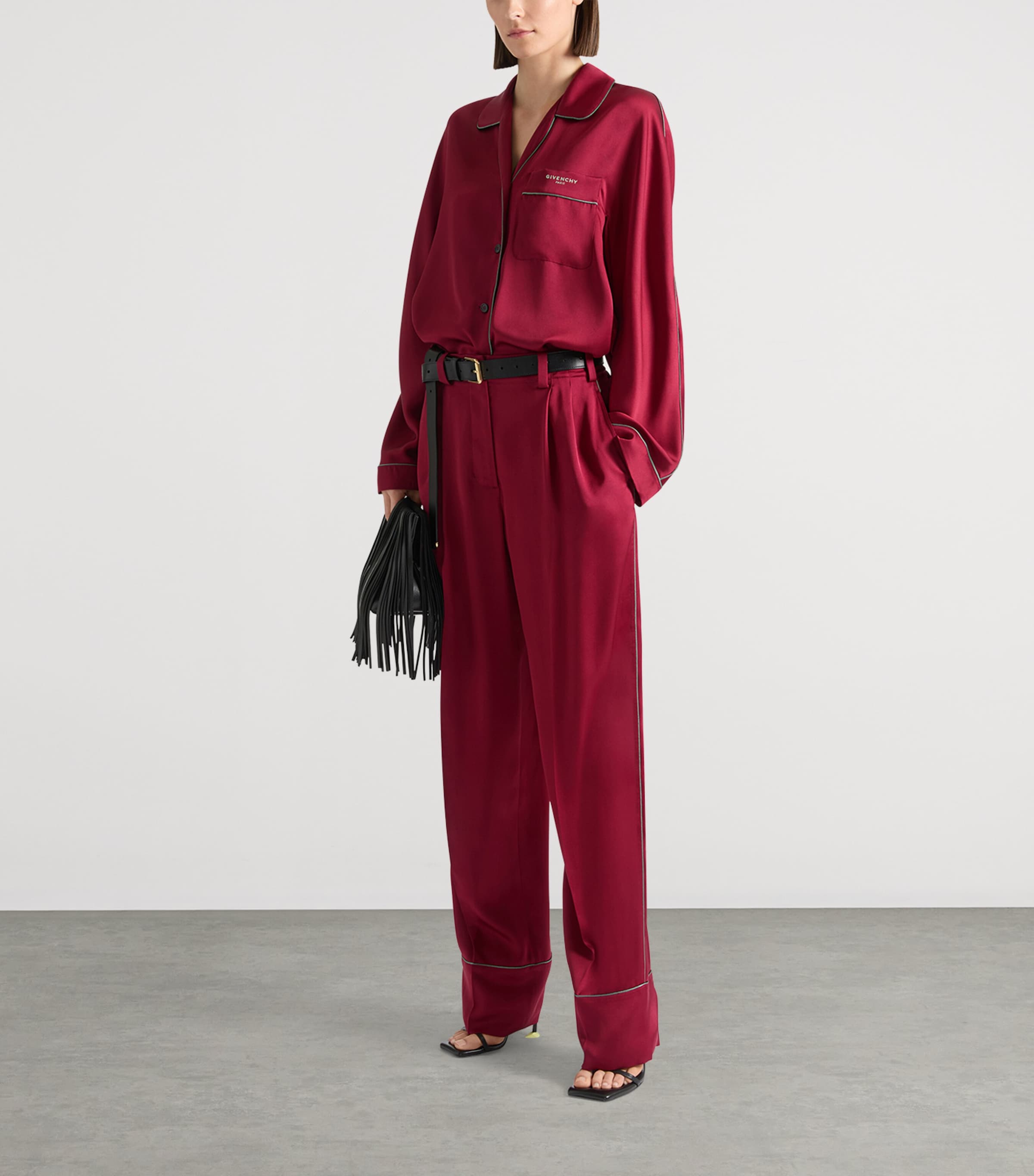 Givenchy Womens Silk Pyjama Shirt Red Cherry Image 2