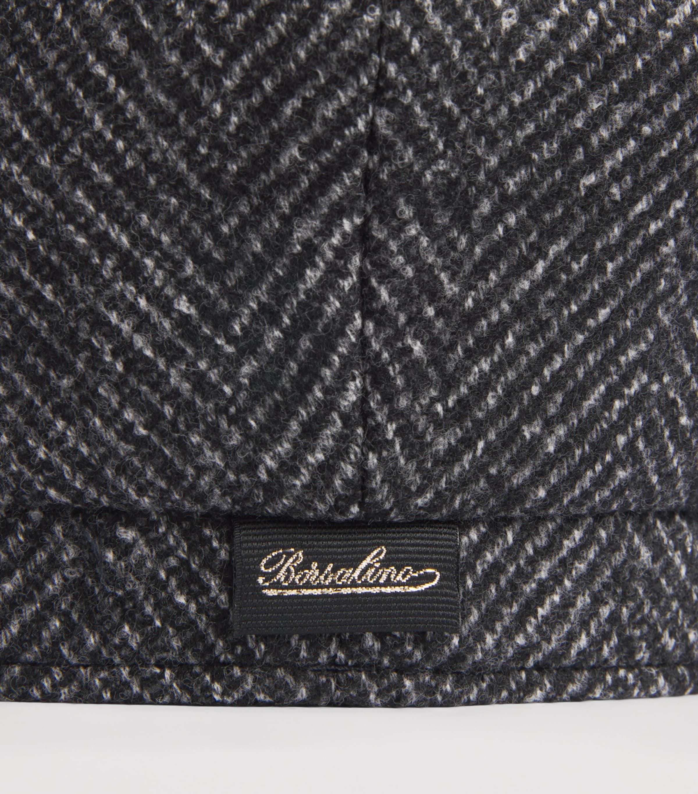 Borsalino Wool-Blend Herringbone Baker Boy Hat Spigato Grigio Image 3
