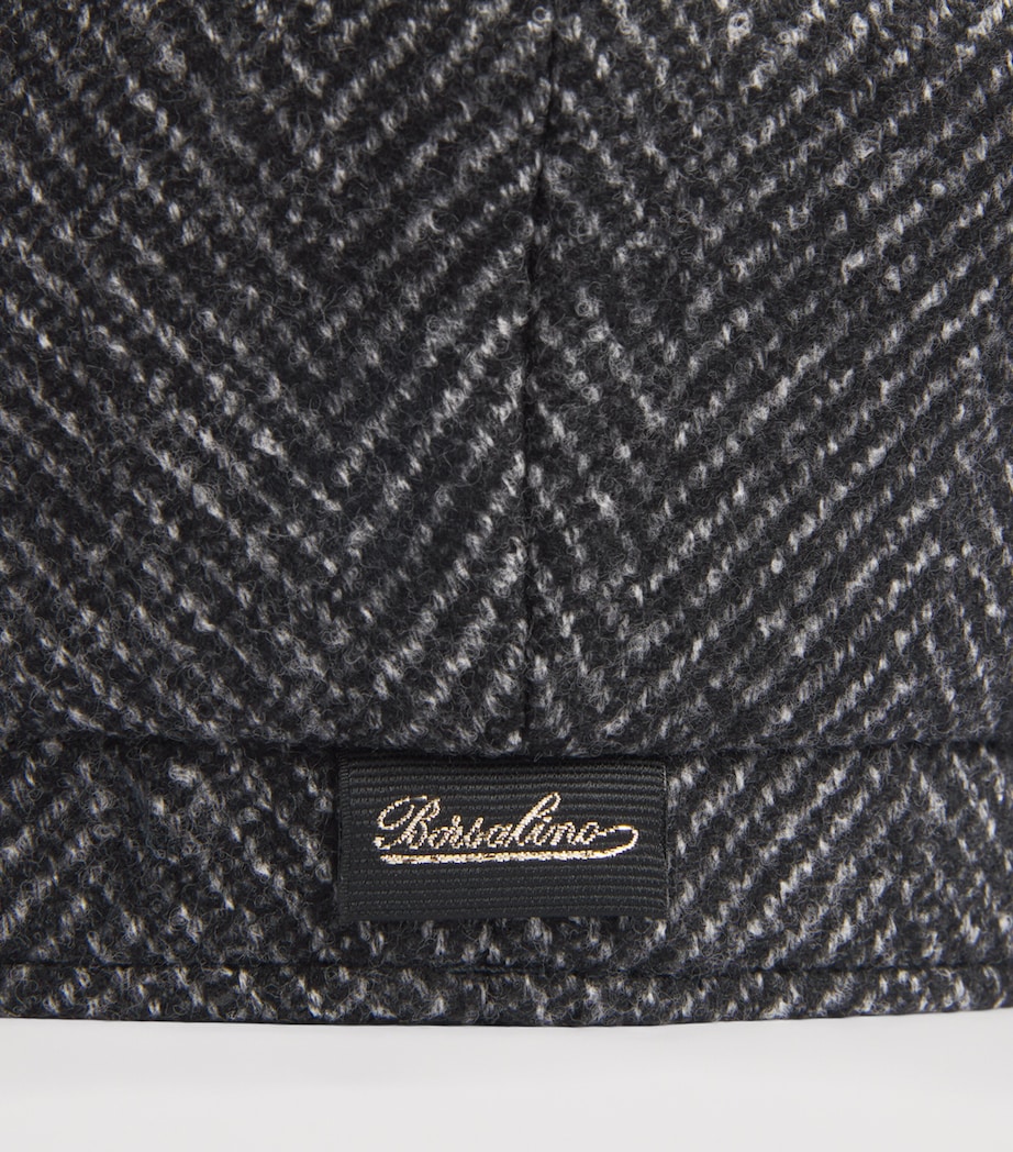 Borsalino Wool-Blend Herringbone Baker Boy Hat Spigato Grigio Image 3