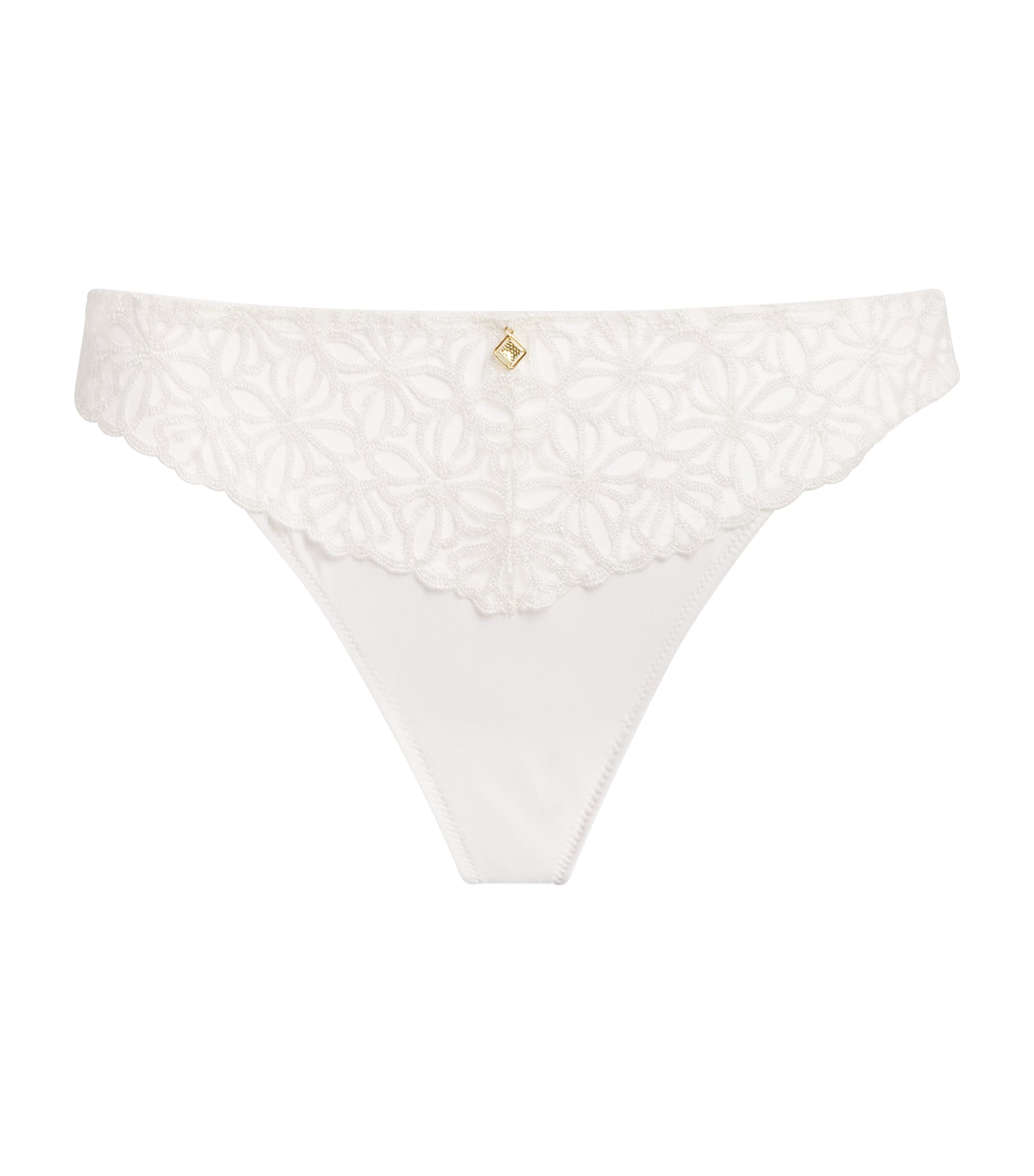 Aubade Womens Lace Secret Memories Tanga Briefs Ivory Image 1