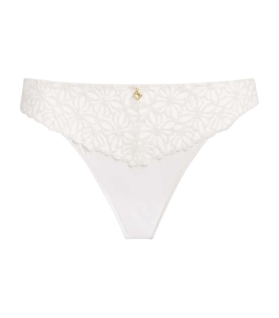 Aubade Womens Lace Secret Memories Tanga Briefs Ivory Image 1