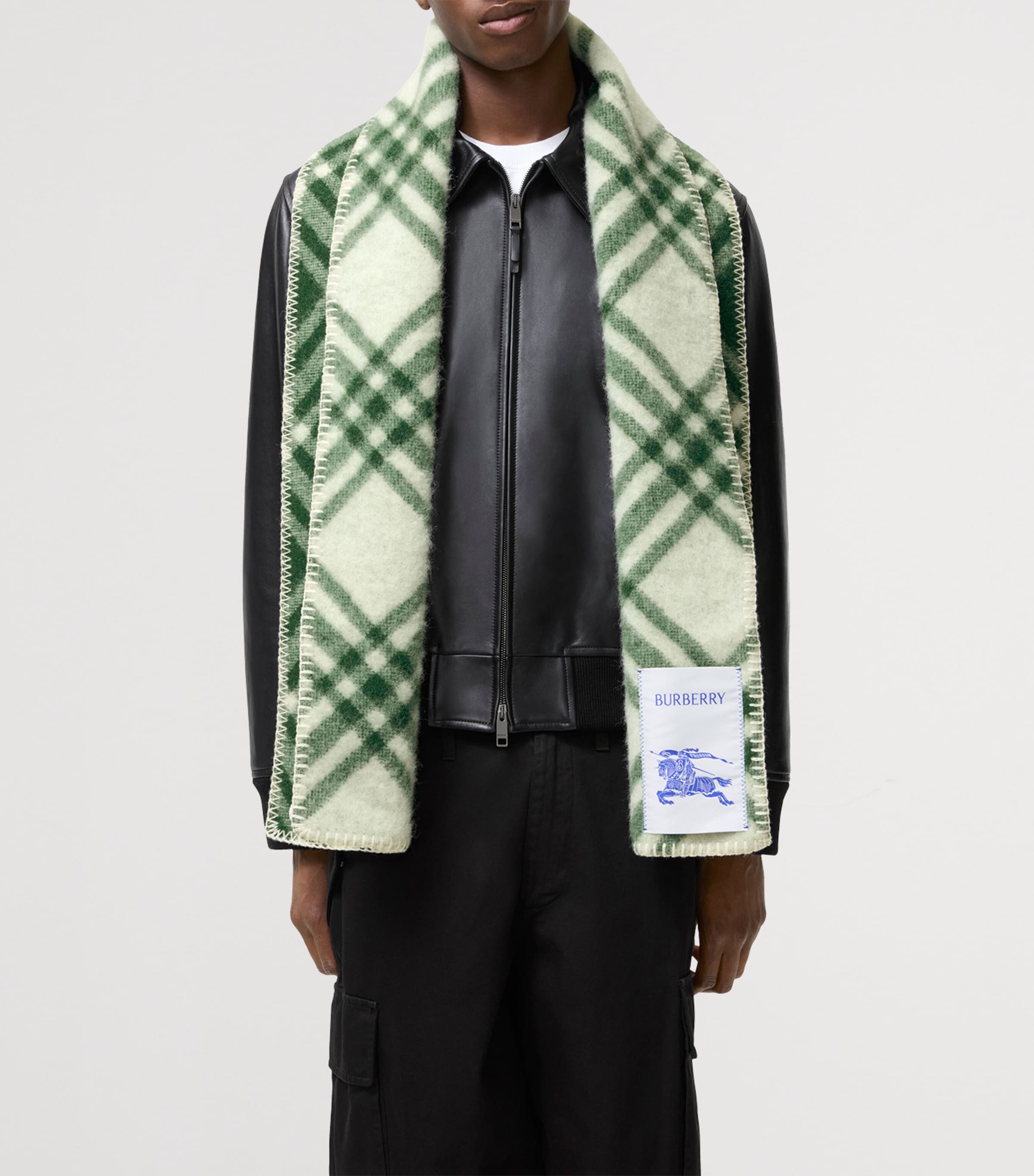 Burberry Wool Check Scarf Tennis Green Image 6