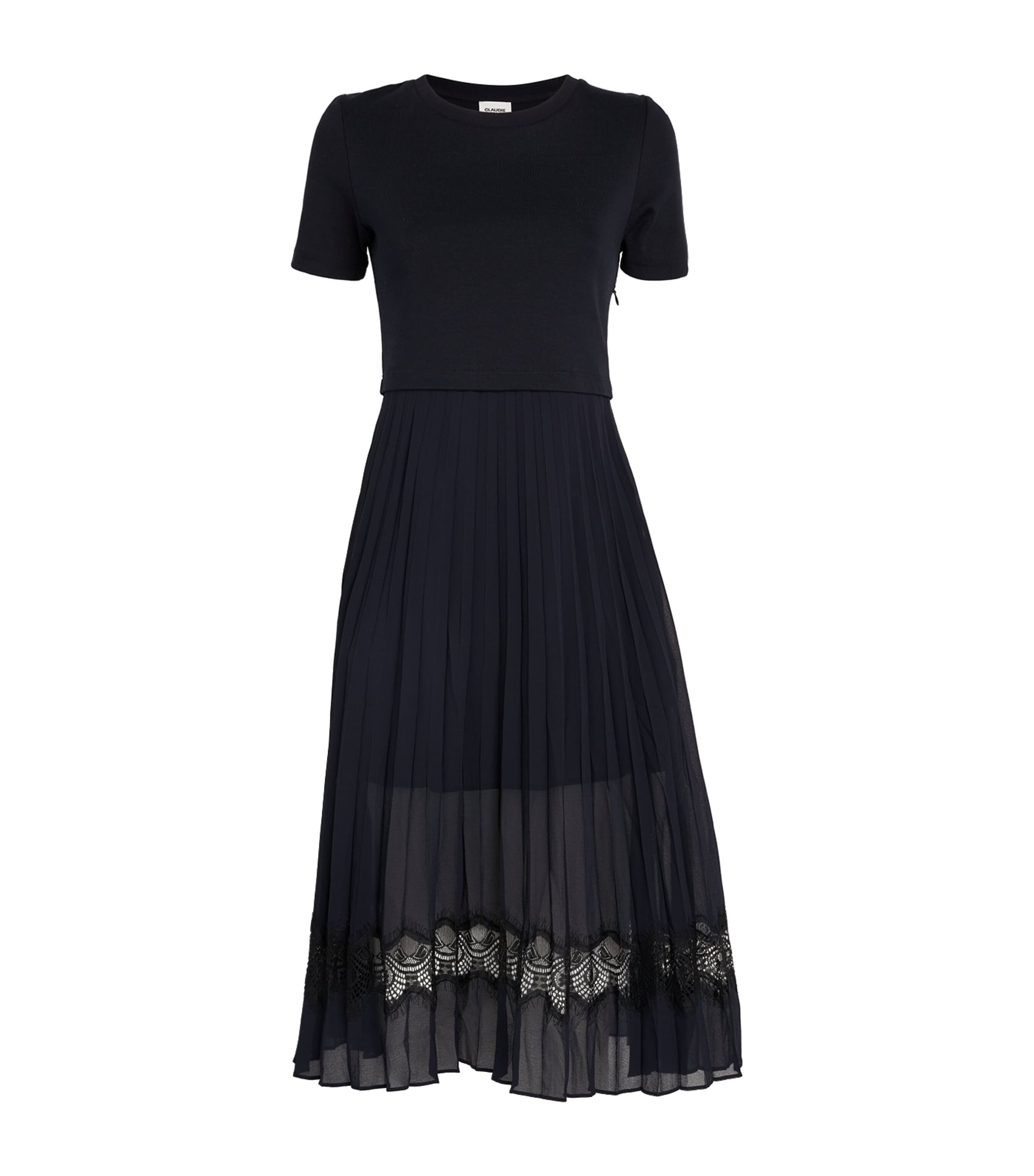 Claudie Pierlot Pleated Skirt Midi Dress