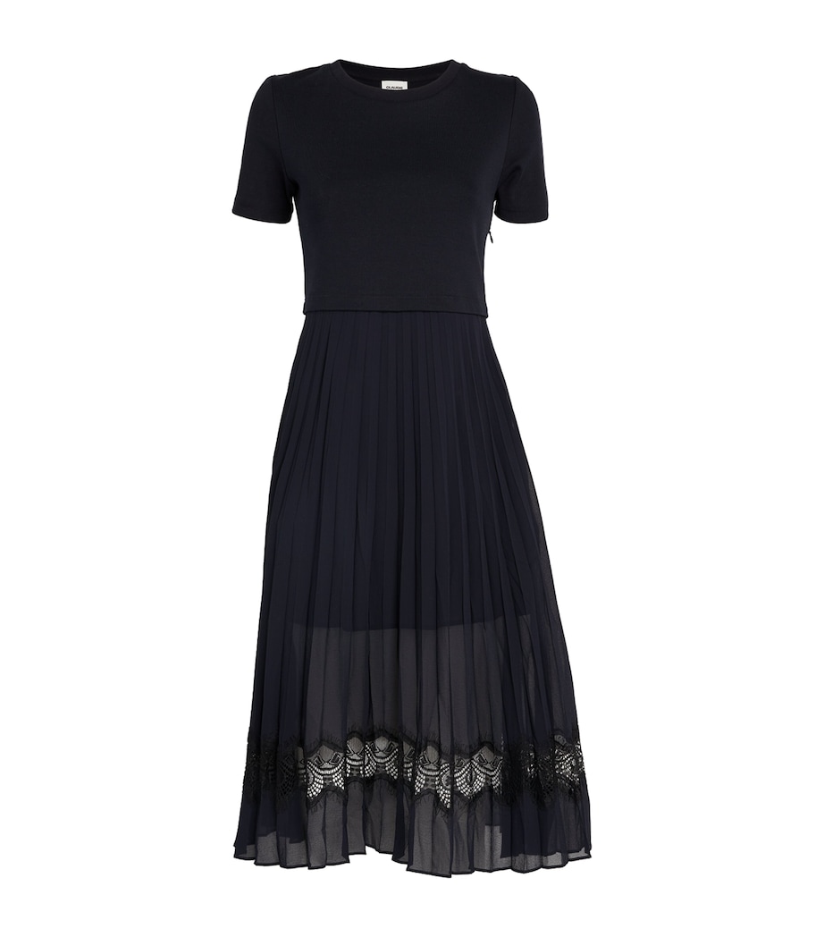 Lace-Trim Pleated Midi Dress DUAL COLOR Image 1