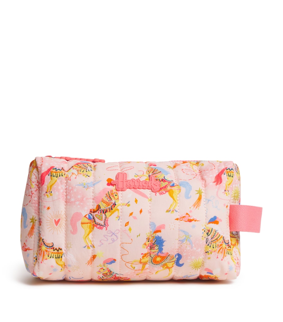 Harrods Quilted Pony Parade Wash Bag Cream Image 1