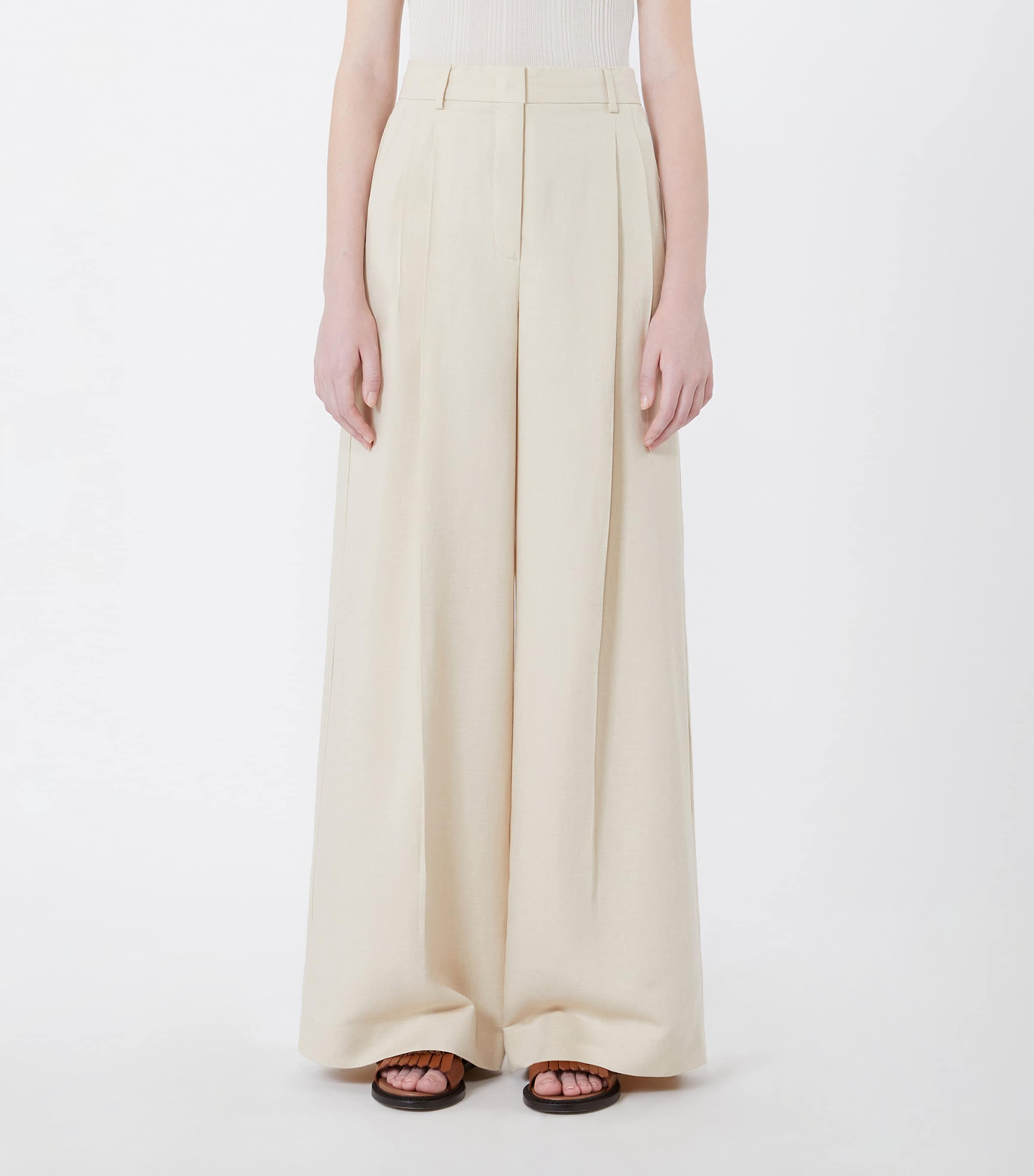 Weekend Max Mara Womens Wide-Leg Trousers Beige Image 3