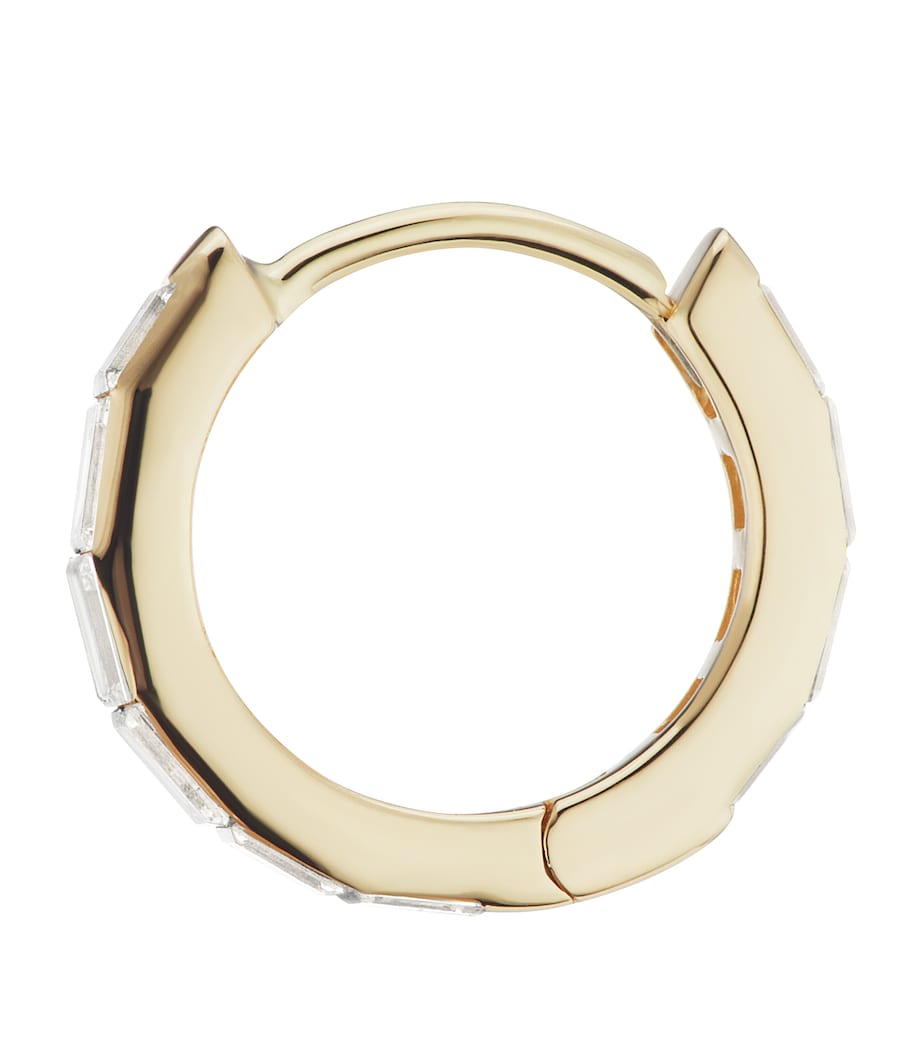 Yellow Gold Invisible Set Baguette Diamond Eternity Hoop Earring (8mm) YELLOW GOLD Image 3