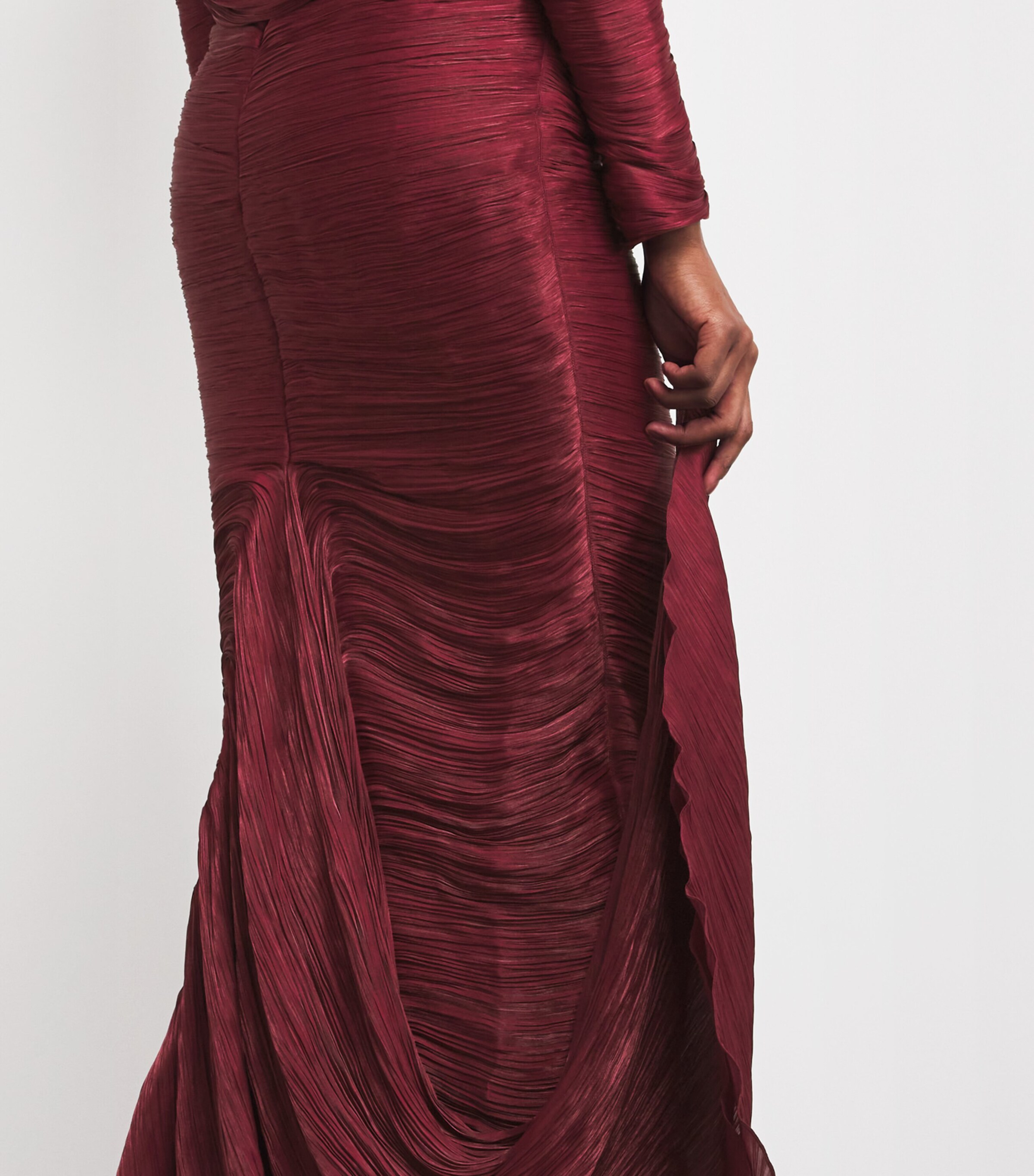 Ruched V-Neck Gown MAROON Image 6