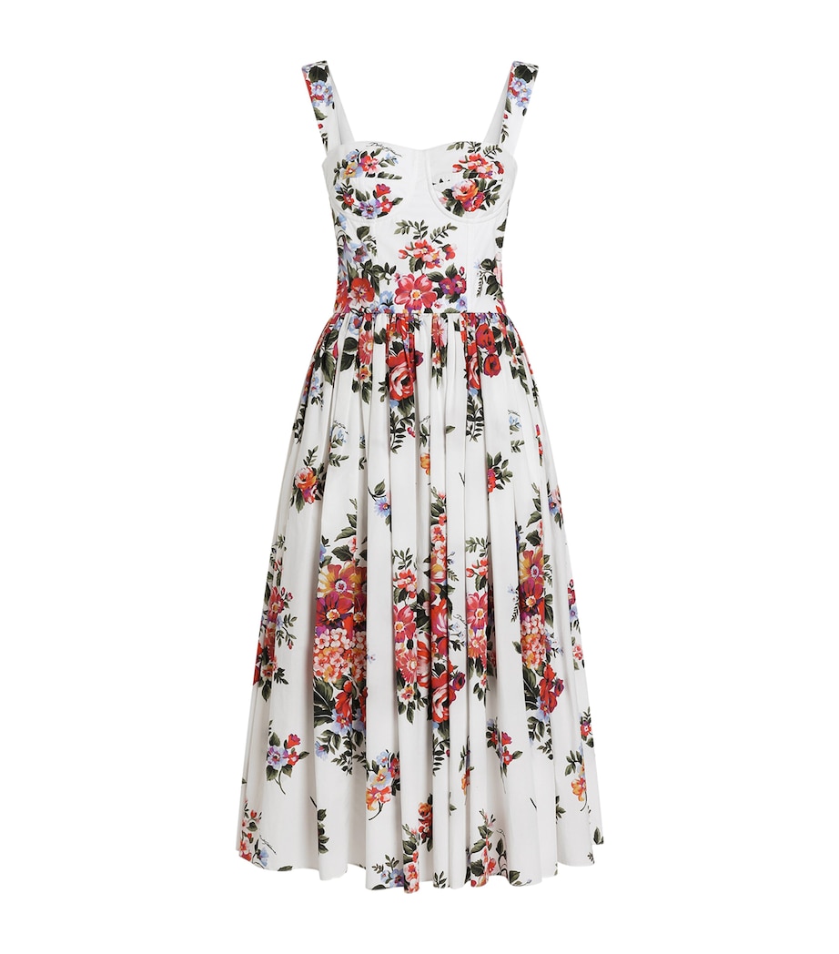 Dolce&Gabbana Womens Cotton Floral Print Midi Dress Mazz Image 1