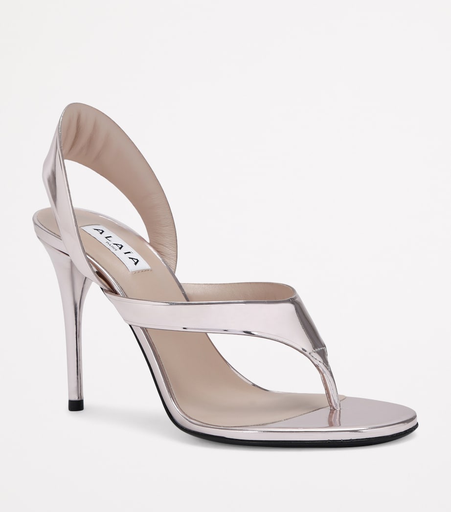Leather Tong Heeled Sandals 90 PALE PINK Image 3