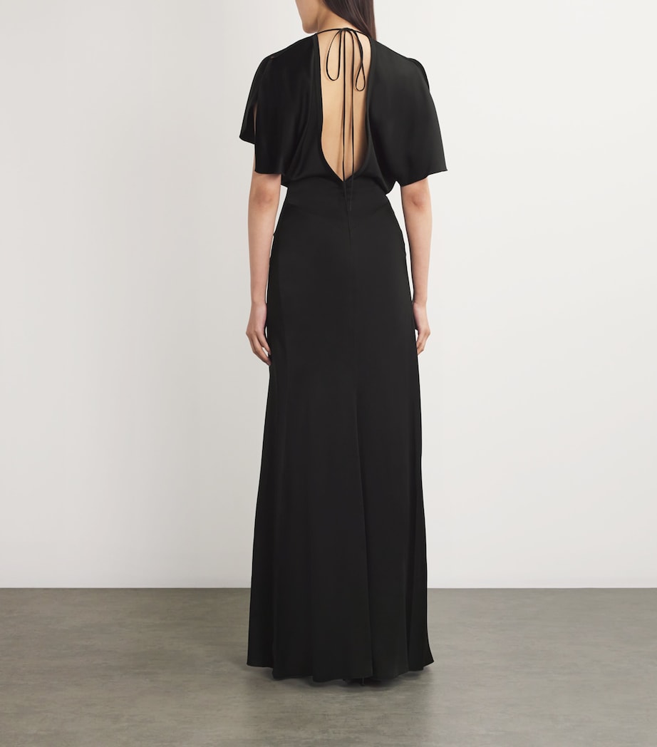 Gathered-Waist Maxi Dress BLACK Image 3