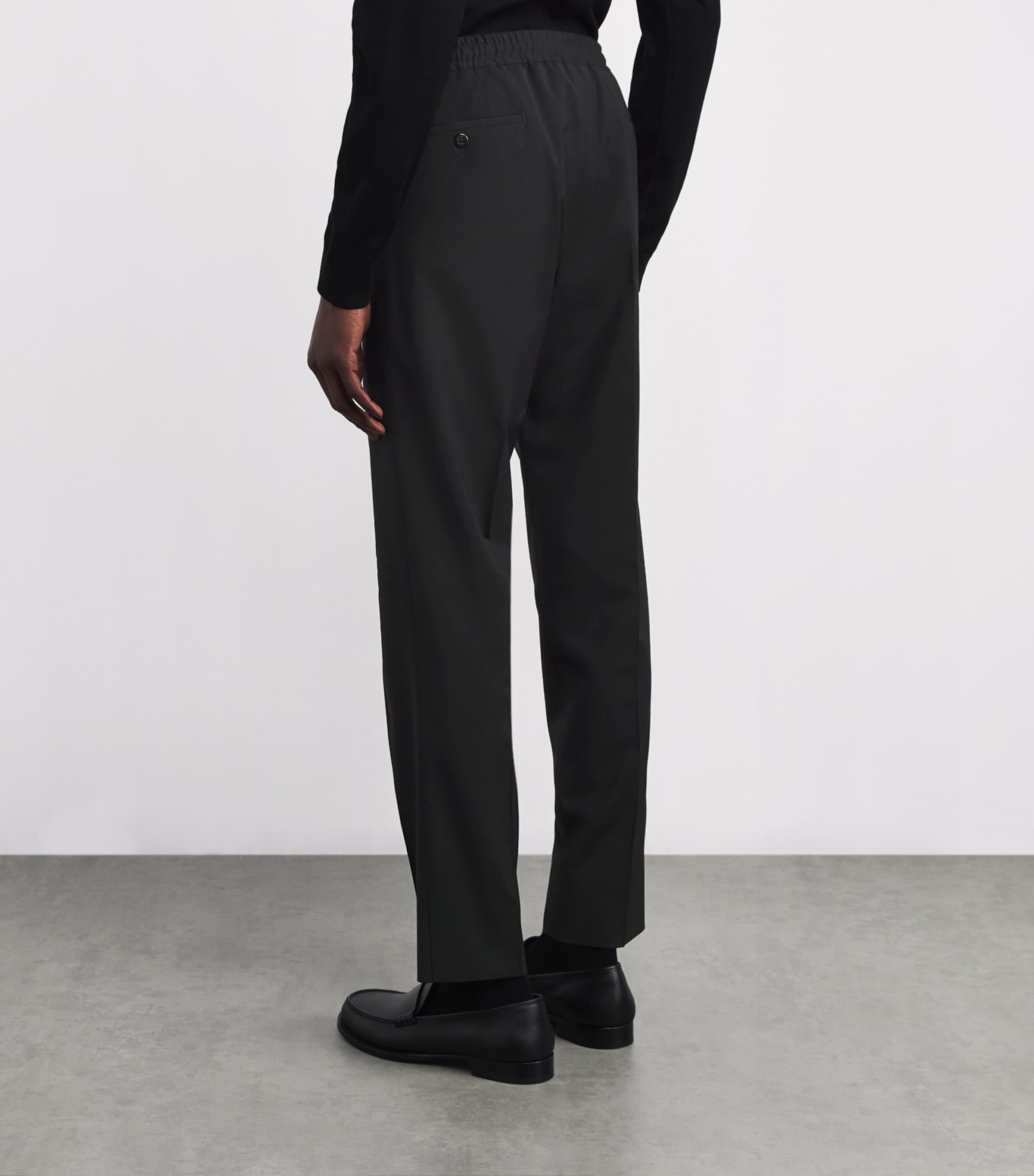 Virgin Wool-Blend Drawstring Trousers 020 BLACK Image 4