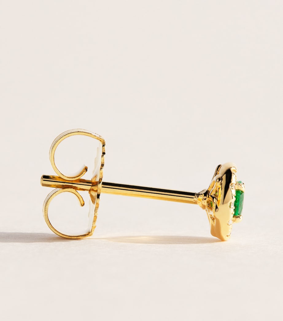 Suzanne Kalan Mini Yellow Gold, Diamond and Emerald Bold Stud Earrings Yg/emer Image 3