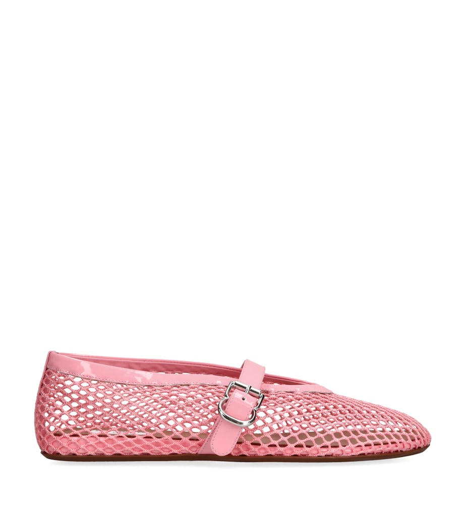 Alaïa Leather Mesh Ballet Flats Pink Image 1