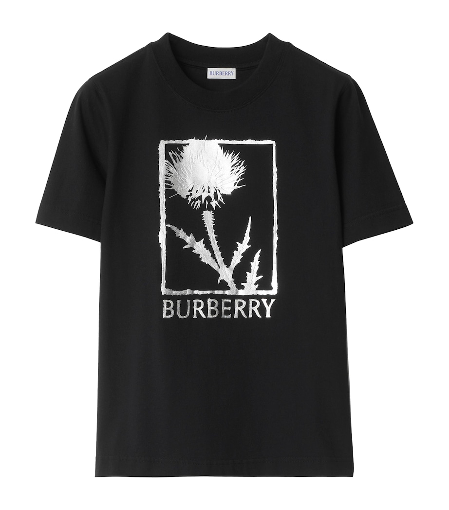 Burberry Black Cotton Thistle T-Shirt Harrods GR
