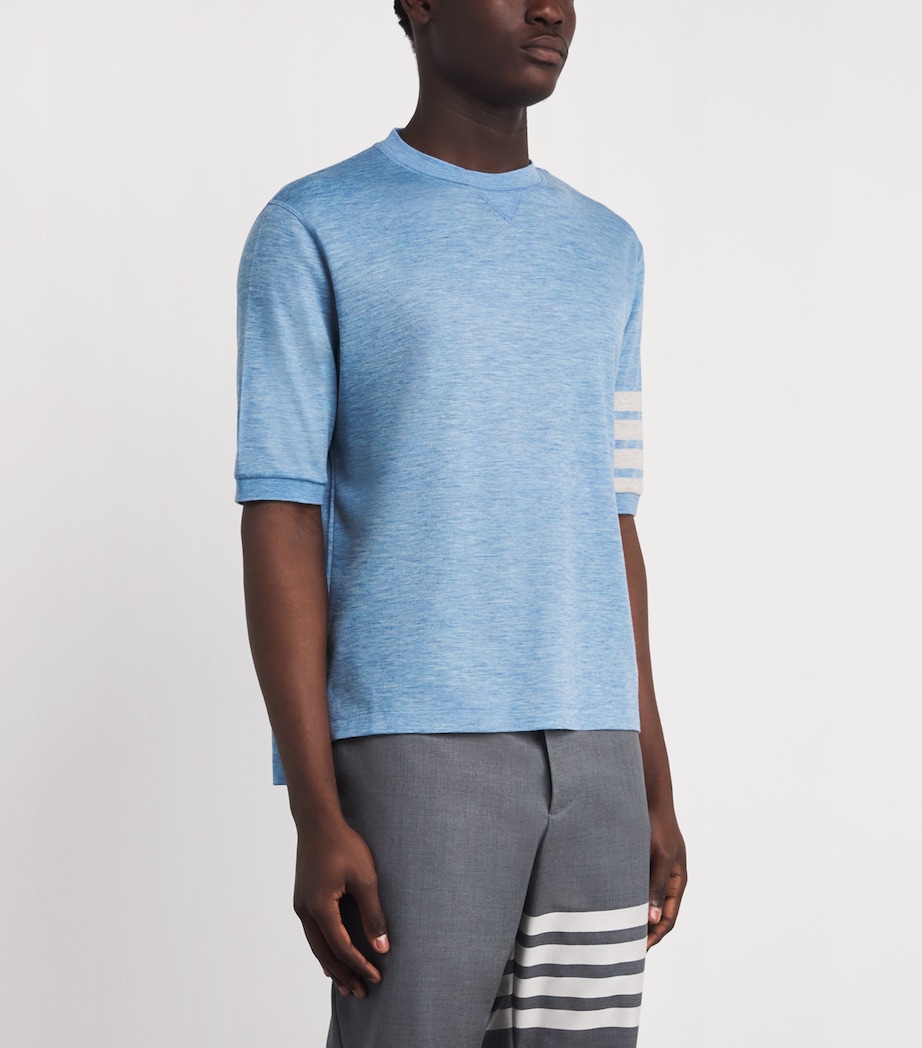 Virgin Wool Rib-Cuff T-Shirt LIGHT BLUE Image 3