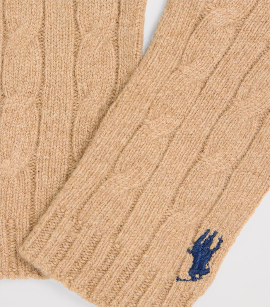 Wool-Cashmere Polo Pony Gloves CAMEL Image 2