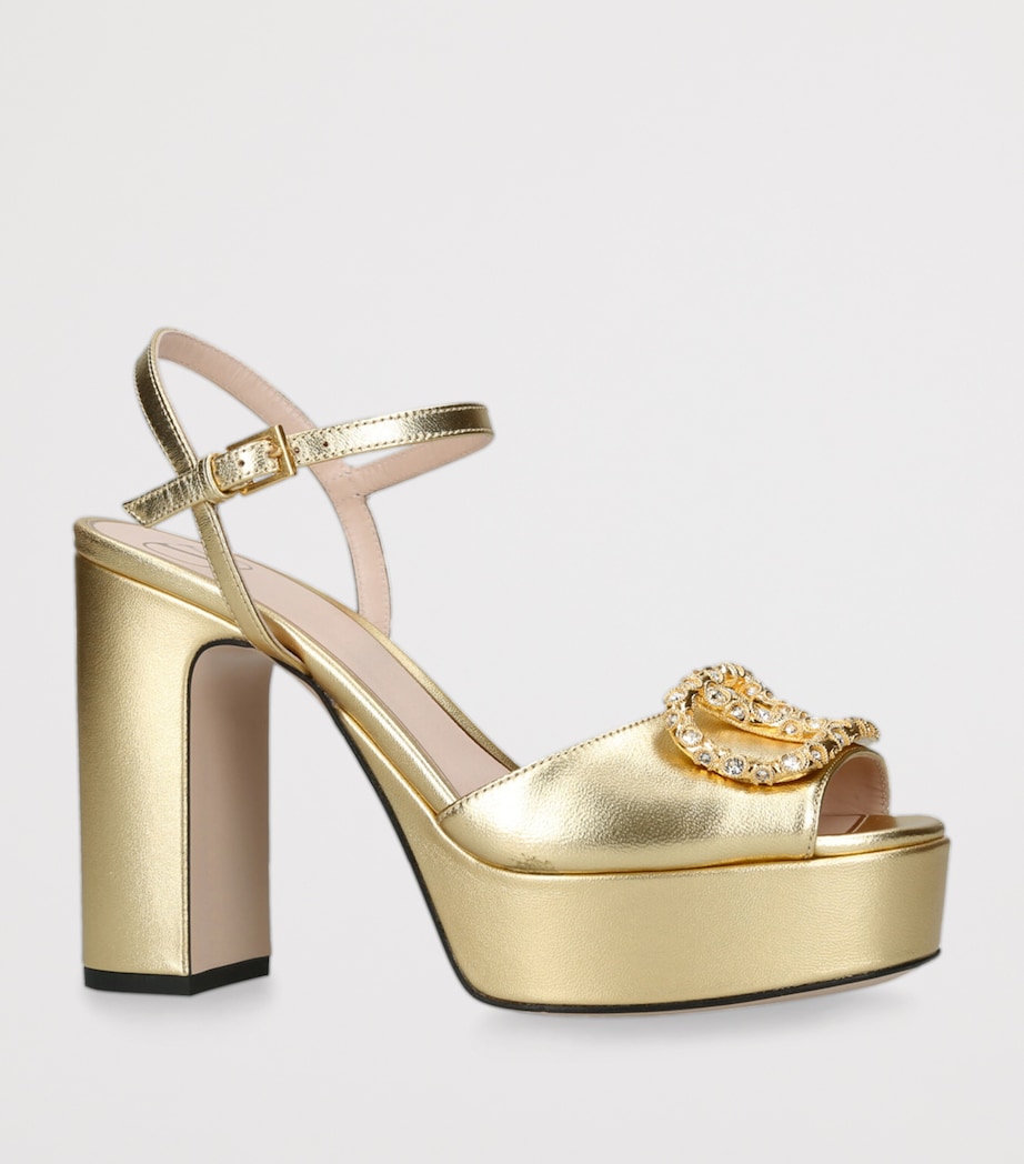 Metallic Leather VLogo Signature Platform Sandals 115 GOLD Image 3