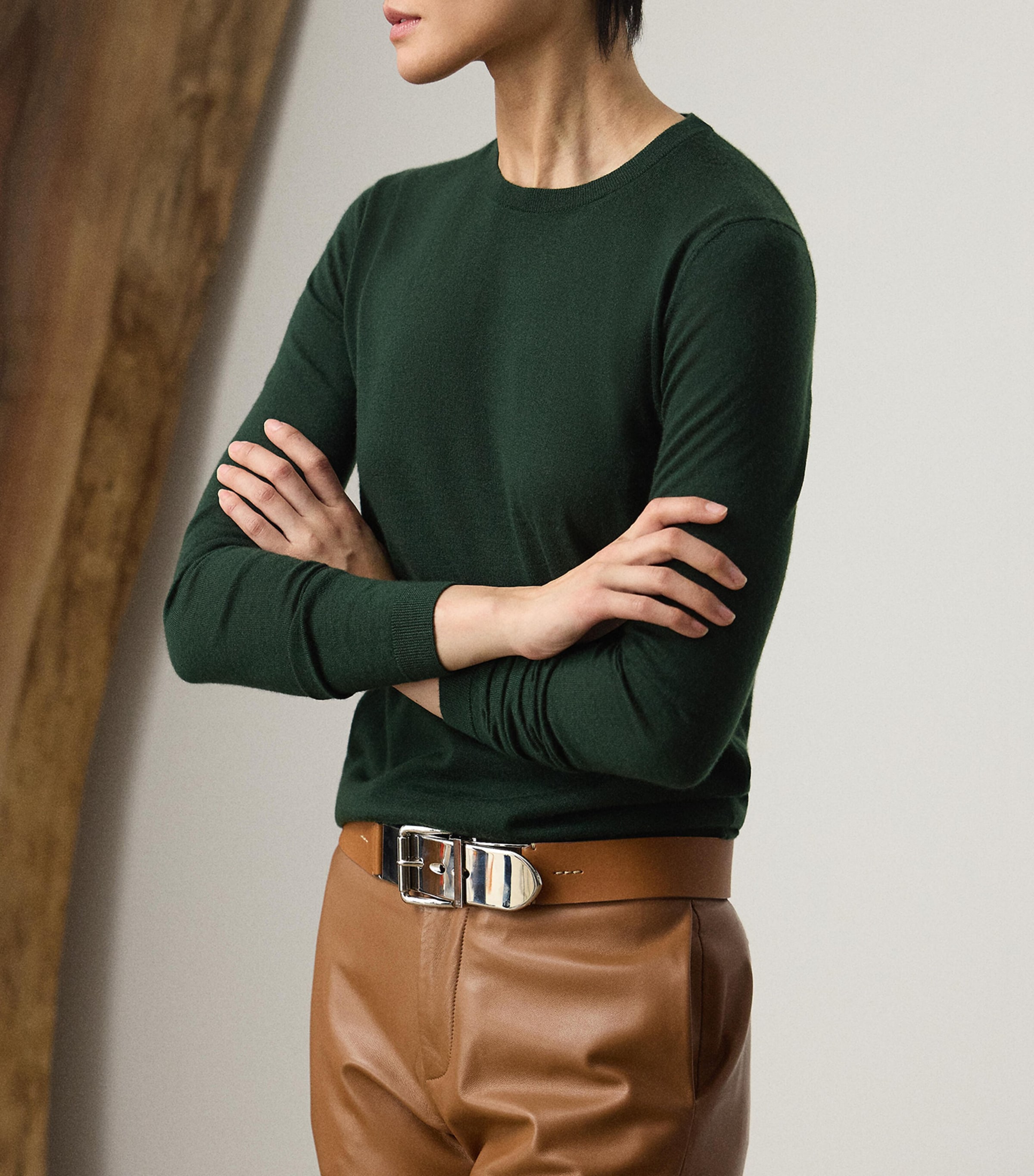 Cashmere Crew-Neck Sweater DARK RACING GREEN Image 5