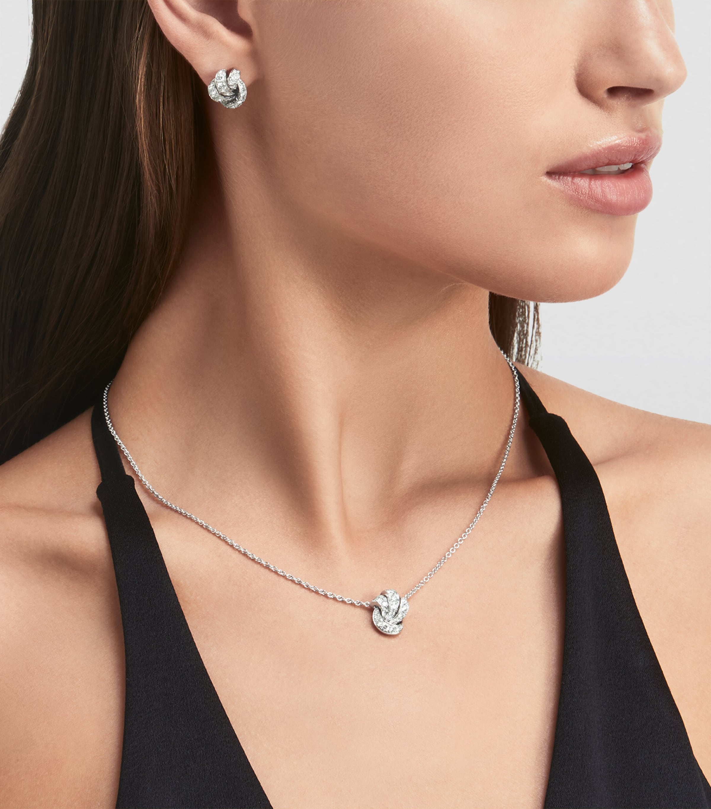 White Gold and Diamond Tilda's Bow Stud Earrings WHITE GOLD Image 2