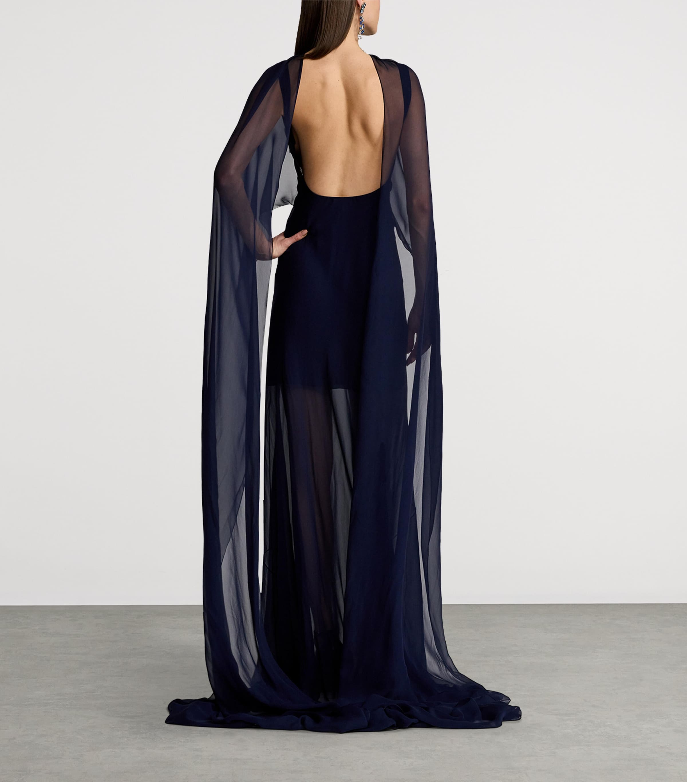 Silk Georgette Dylon Dress LUX NAVY Image 8