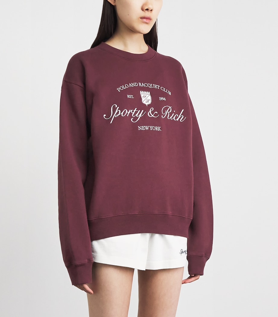 Sporty & Rich Womens Syracuse Embroidered Sweatshirt Bordeaux White Image 4