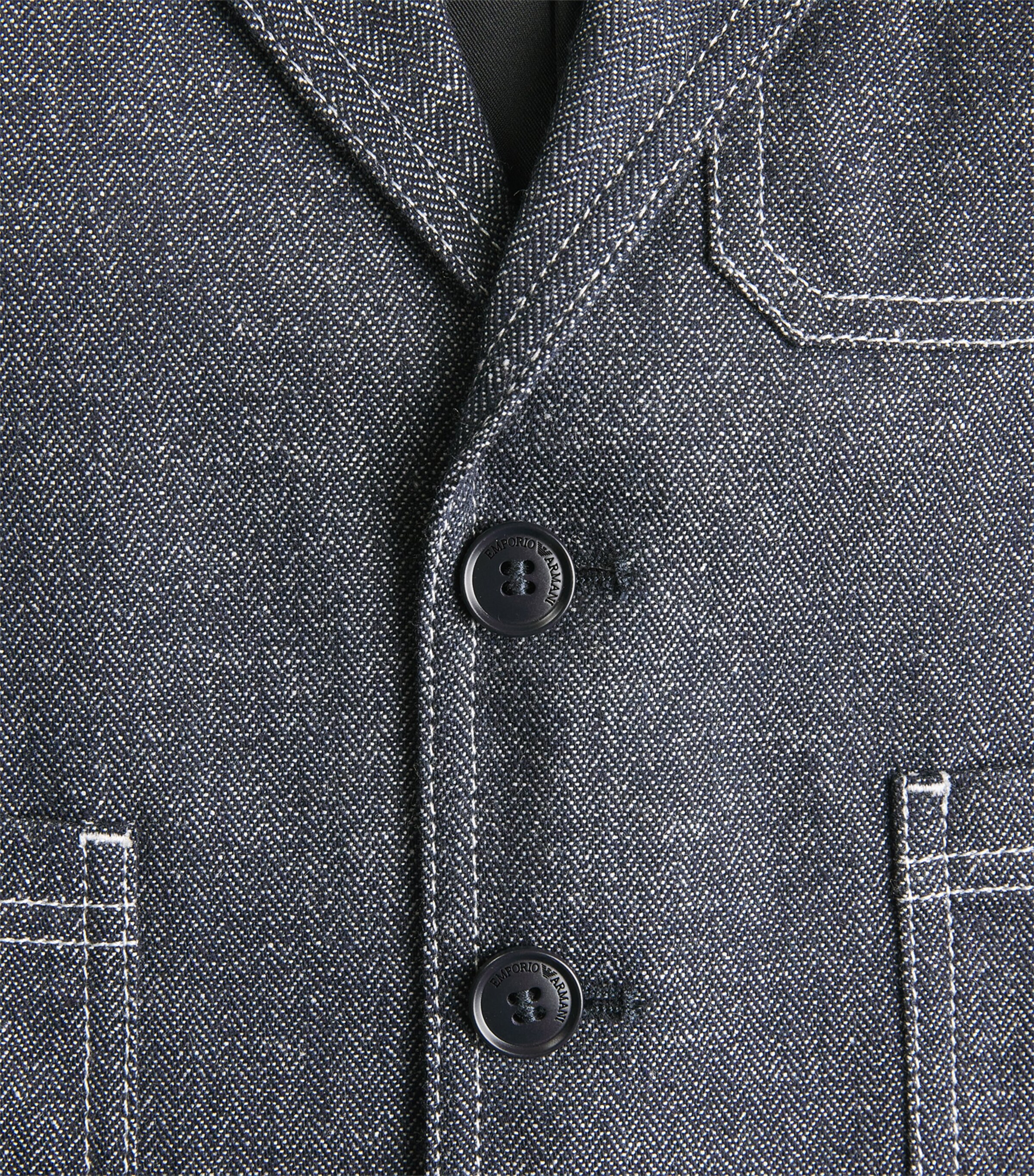 Emporio Armani Kids Denim-Effect Herringbone Jacket (4-16 Years) Fant.blue Image 3