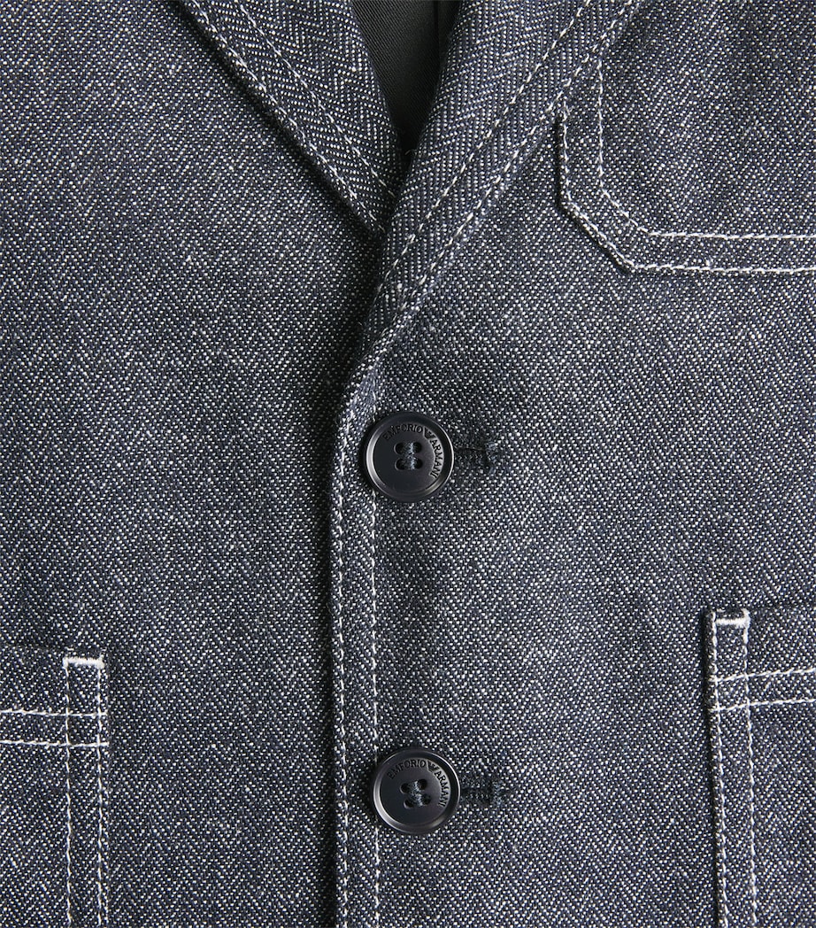Emporio Armani Kids Denim-Effect Herringbone Jacket (4-16 Years) Fant.blue Image 3