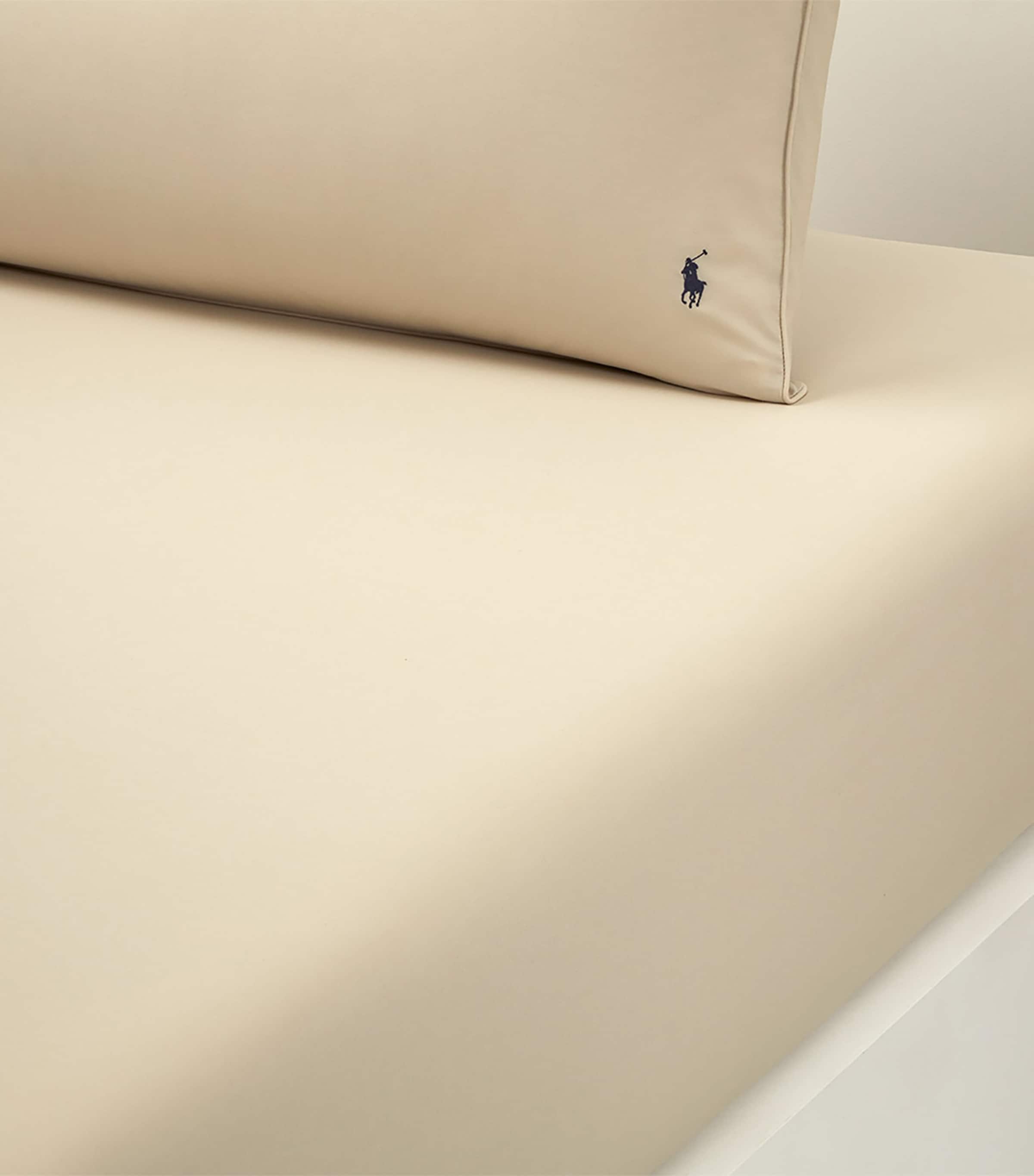 Ralph Lauren Home Cotton Player Euro King Fitted Sheet (160cm x 200cm) Paleoak Image 2