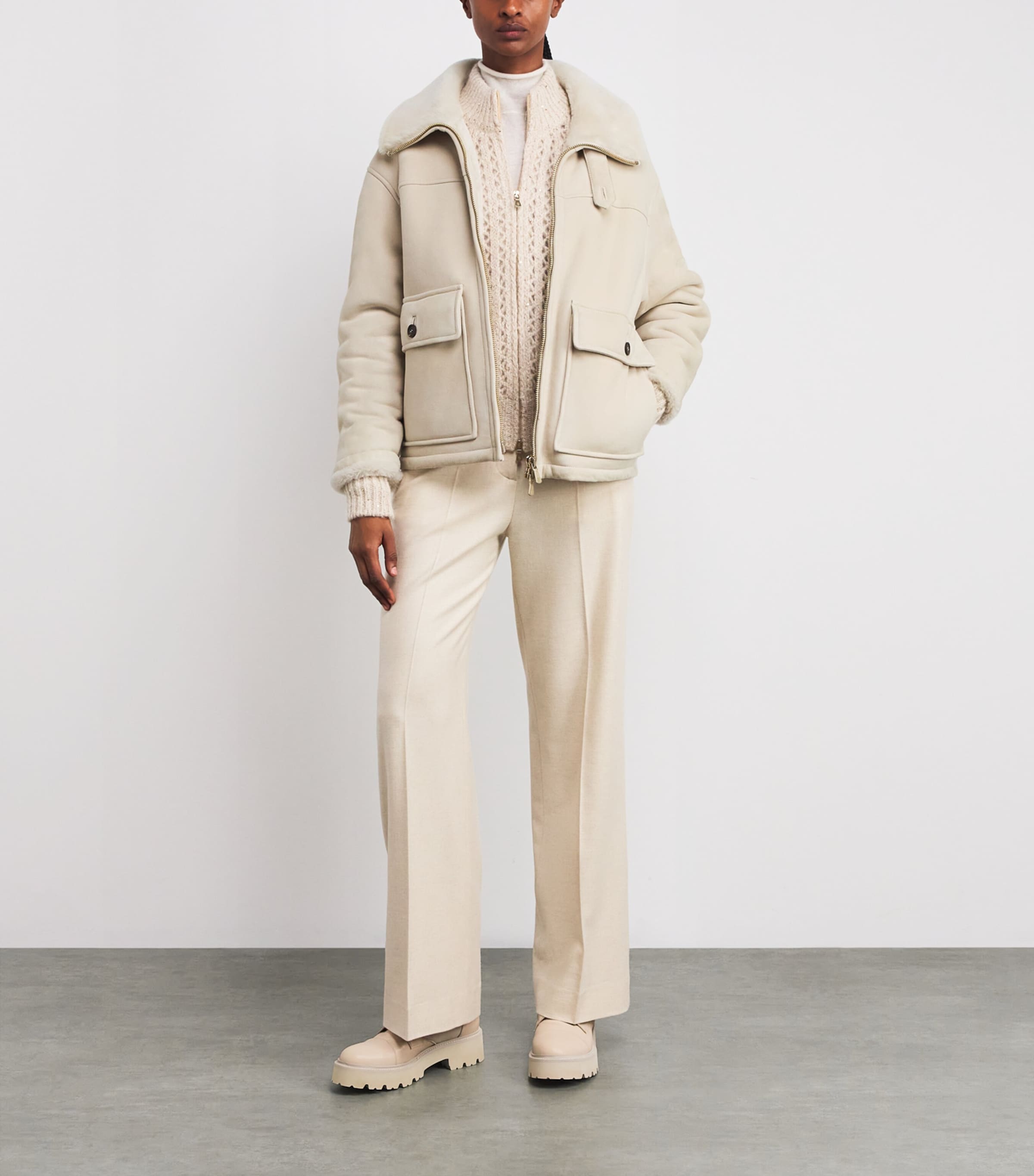 Suede Aviator Jacket SABBIA Image 2