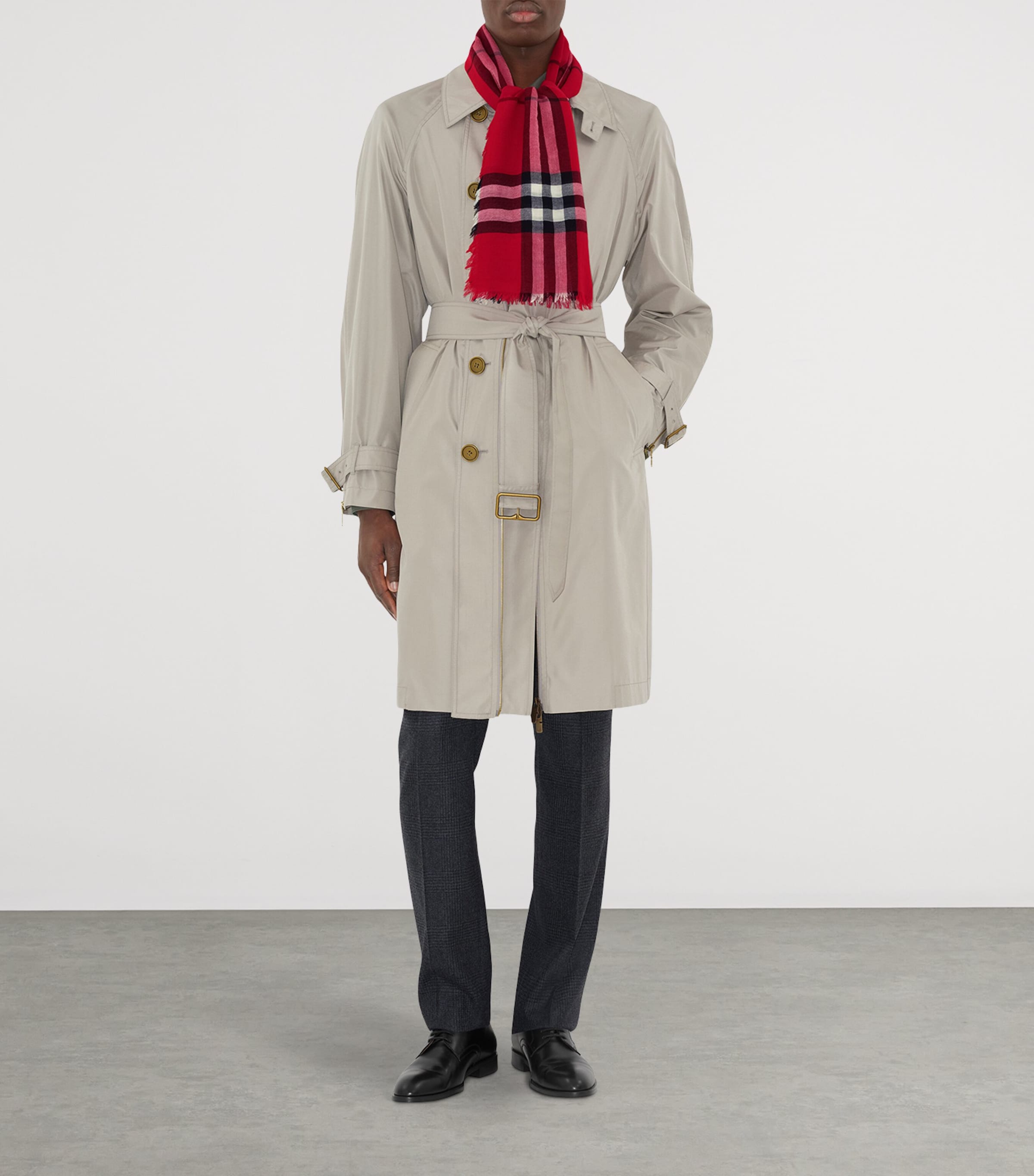 Burberry Wool Wide Check Scarf Post Red Image 5