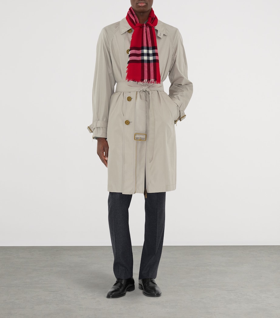 Wool Wide Check Scarf POST RED Image 5