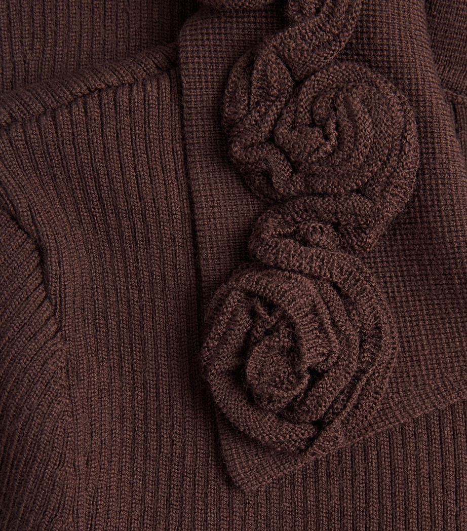 Sandro Paris Womens Floral-Collar Zip-Up Cardigan Brown Image 6