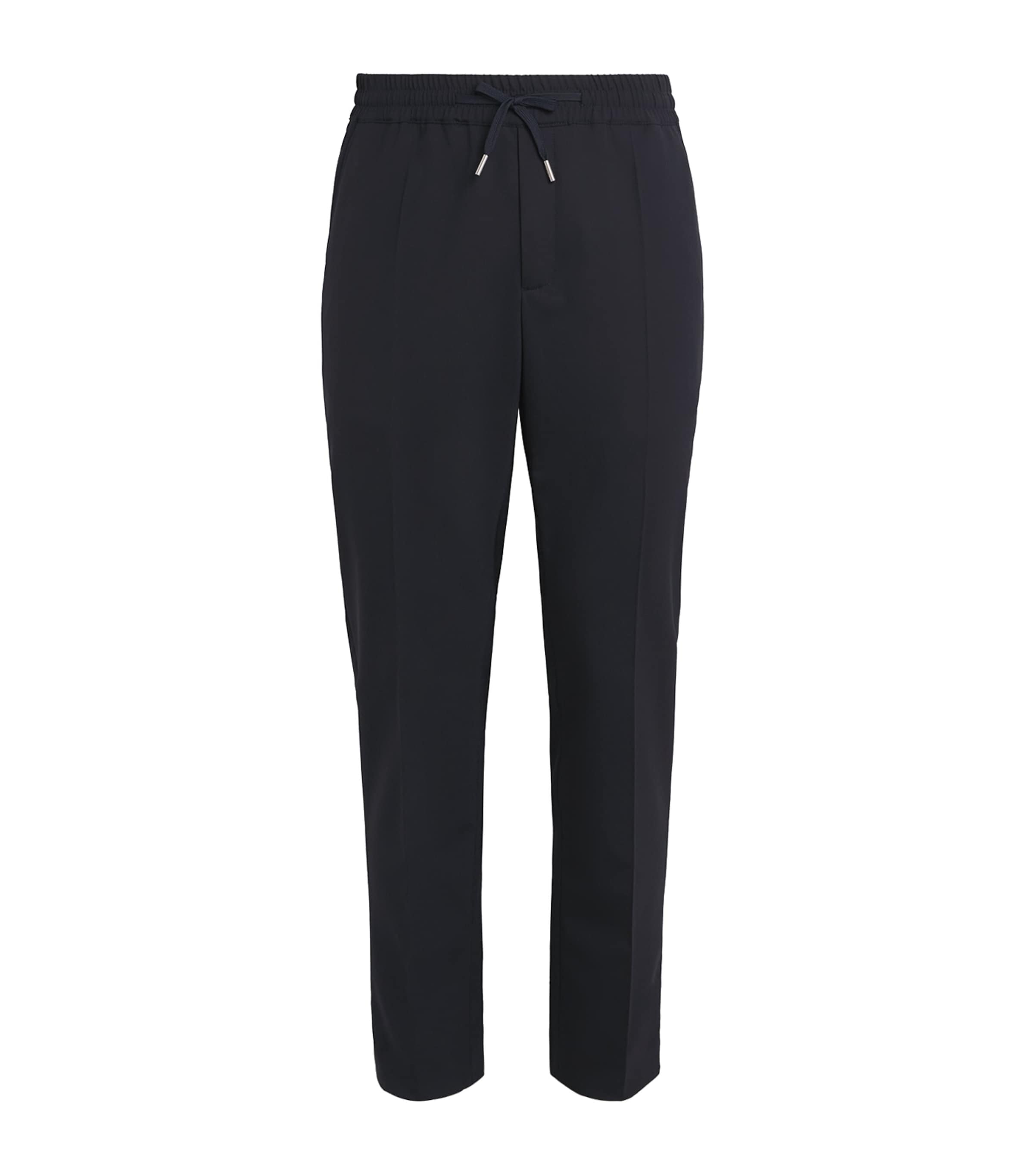Sandro Paris Mens Wool-Blend Drawstring Trousers Navy Blue Image 1