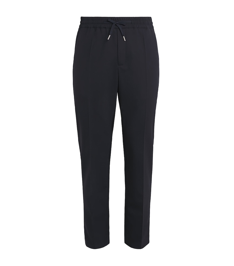 Sandro Paris Mens Wool-Blend Drawstring Trousers Navy Blue Image 1