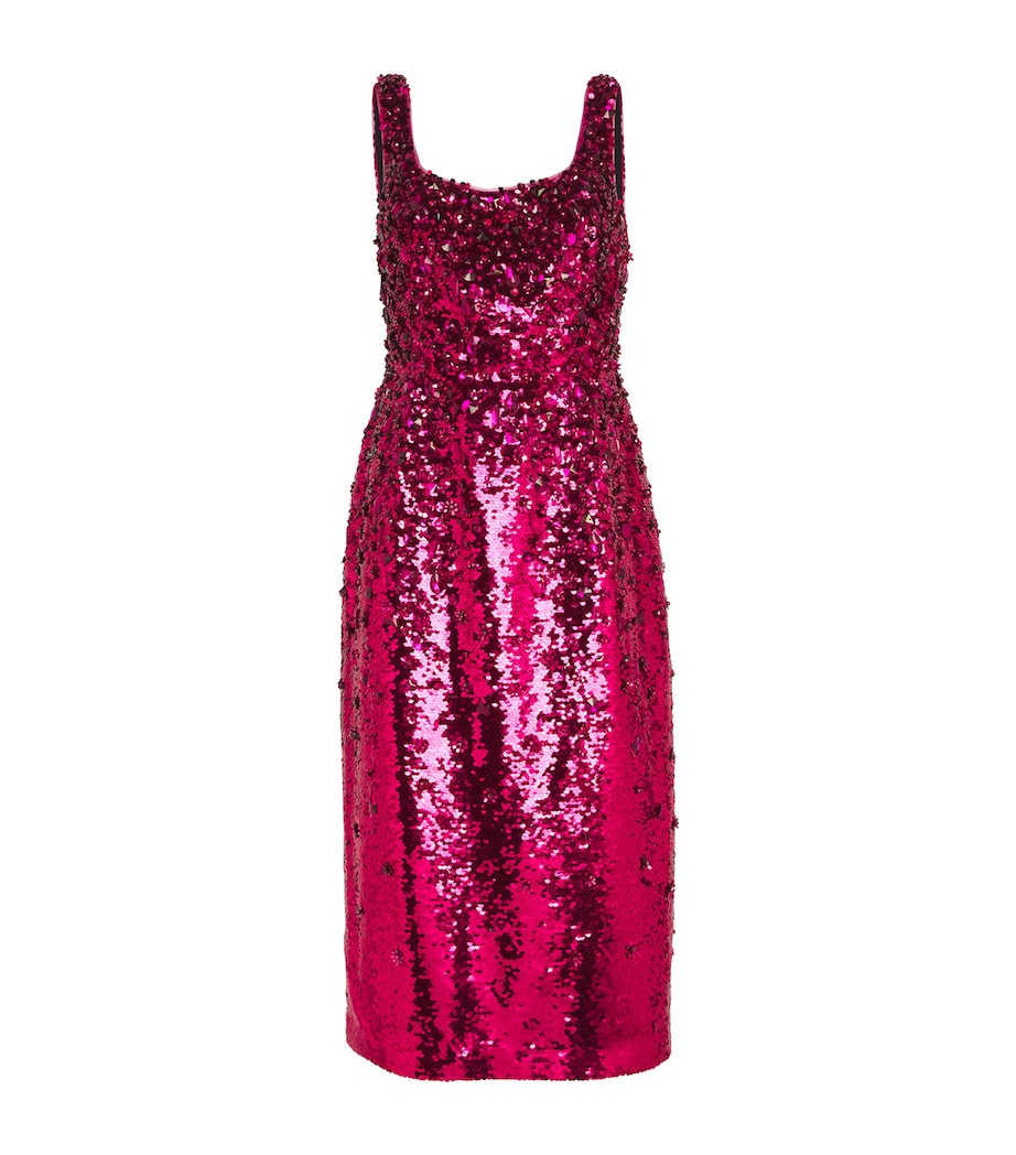 Carolina Herrera Womens Embellished Midi Dress Berry Image 1