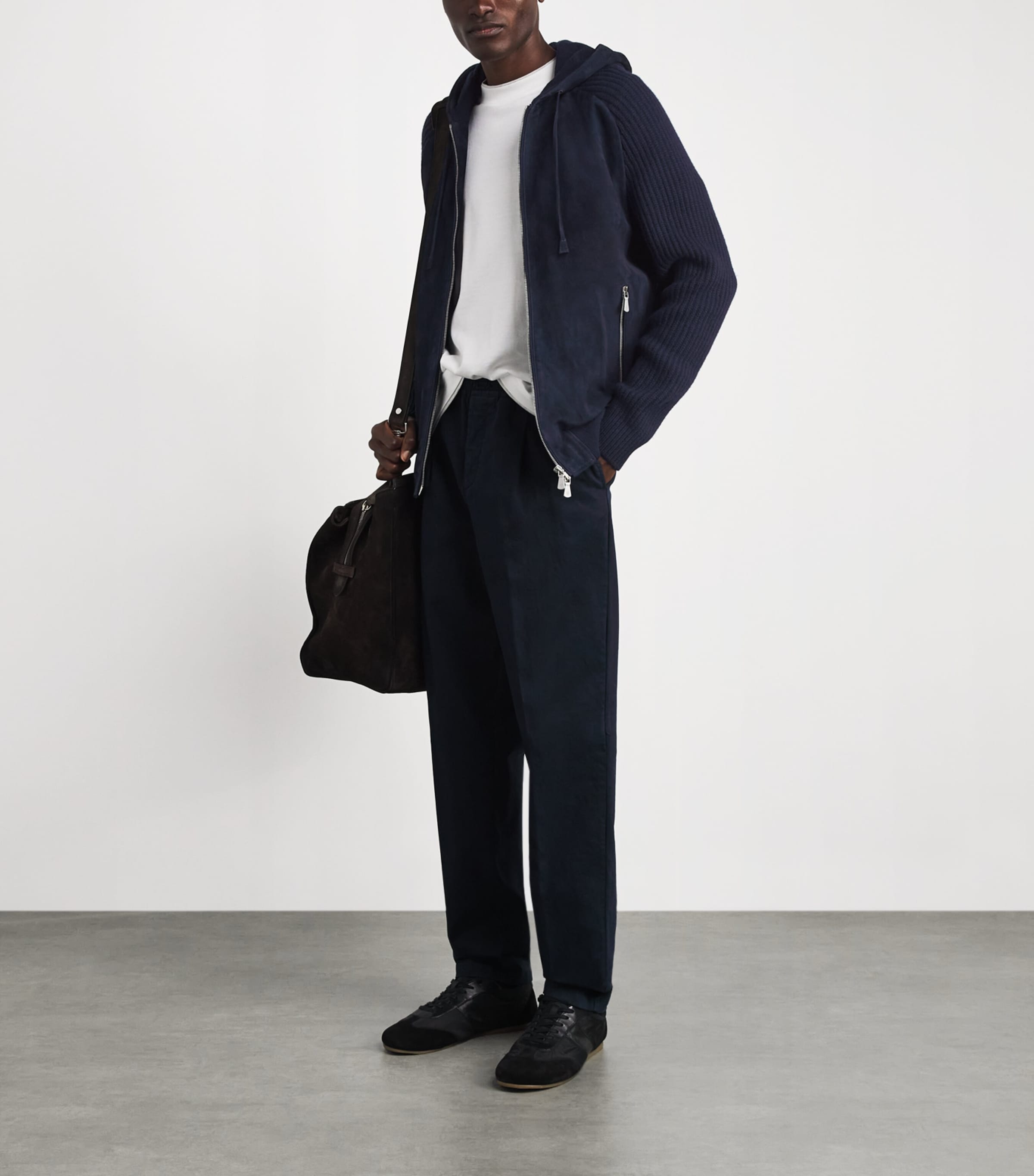 Eleventy Mens Suede-Trim Padded Jacket Blu Image 2