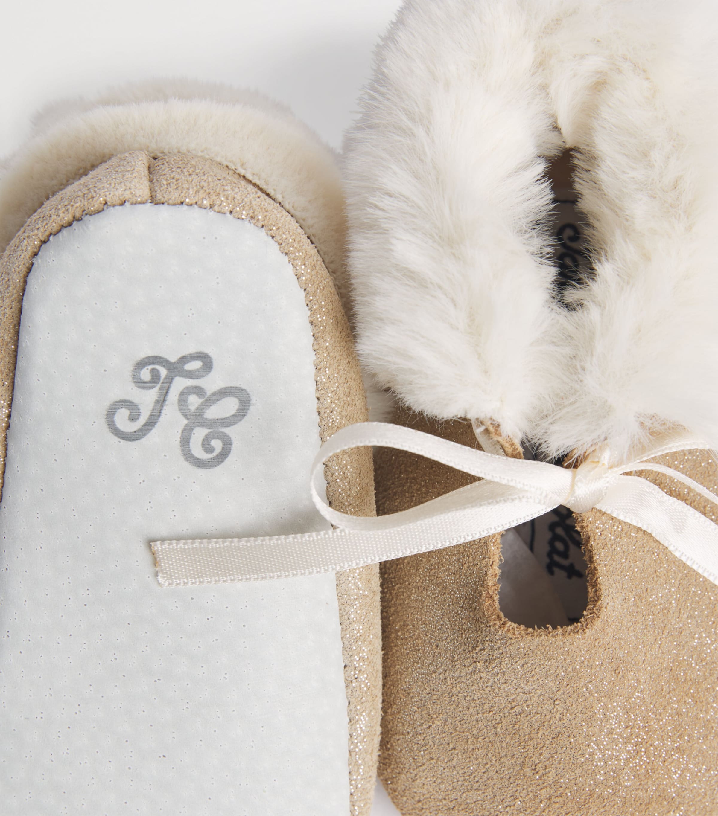 Tartine et Chocolat Suede Fleece-Trim Flats Or Image 4