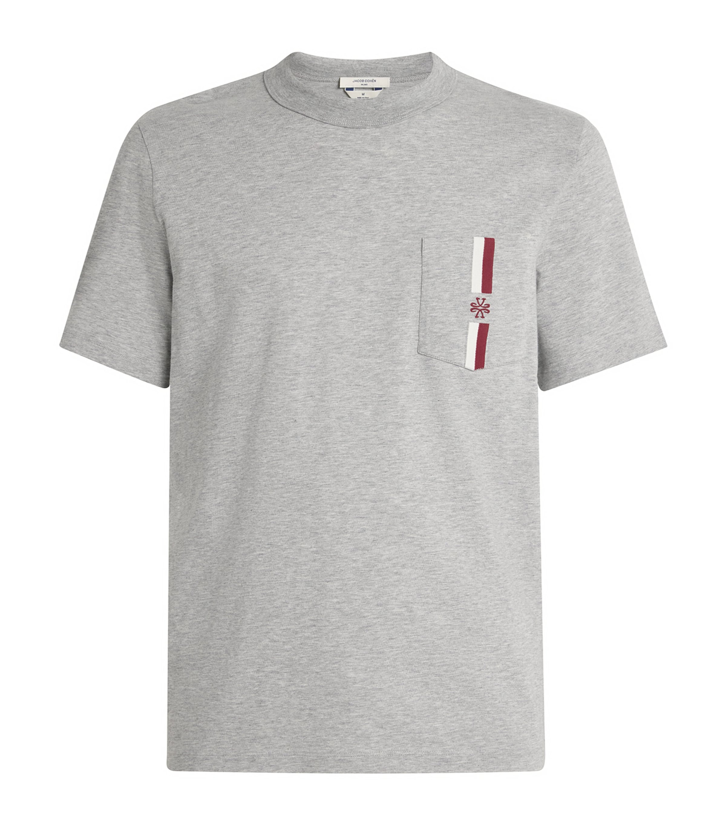 Jacob Cohen Cotton Stripe Monogram T-shirt In Gray