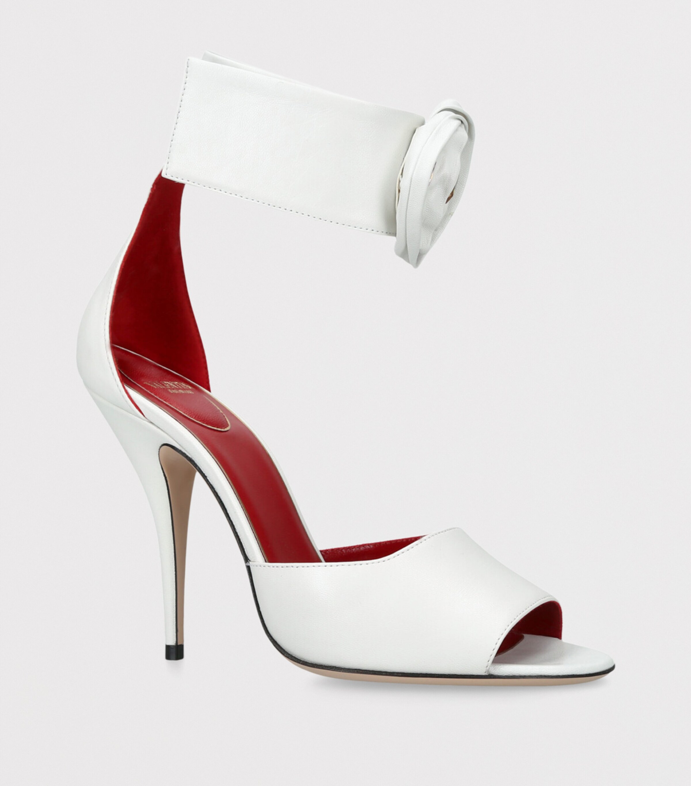 Valentino Garavani Leather Drip Rose Sandals 105 White/oth Image 3