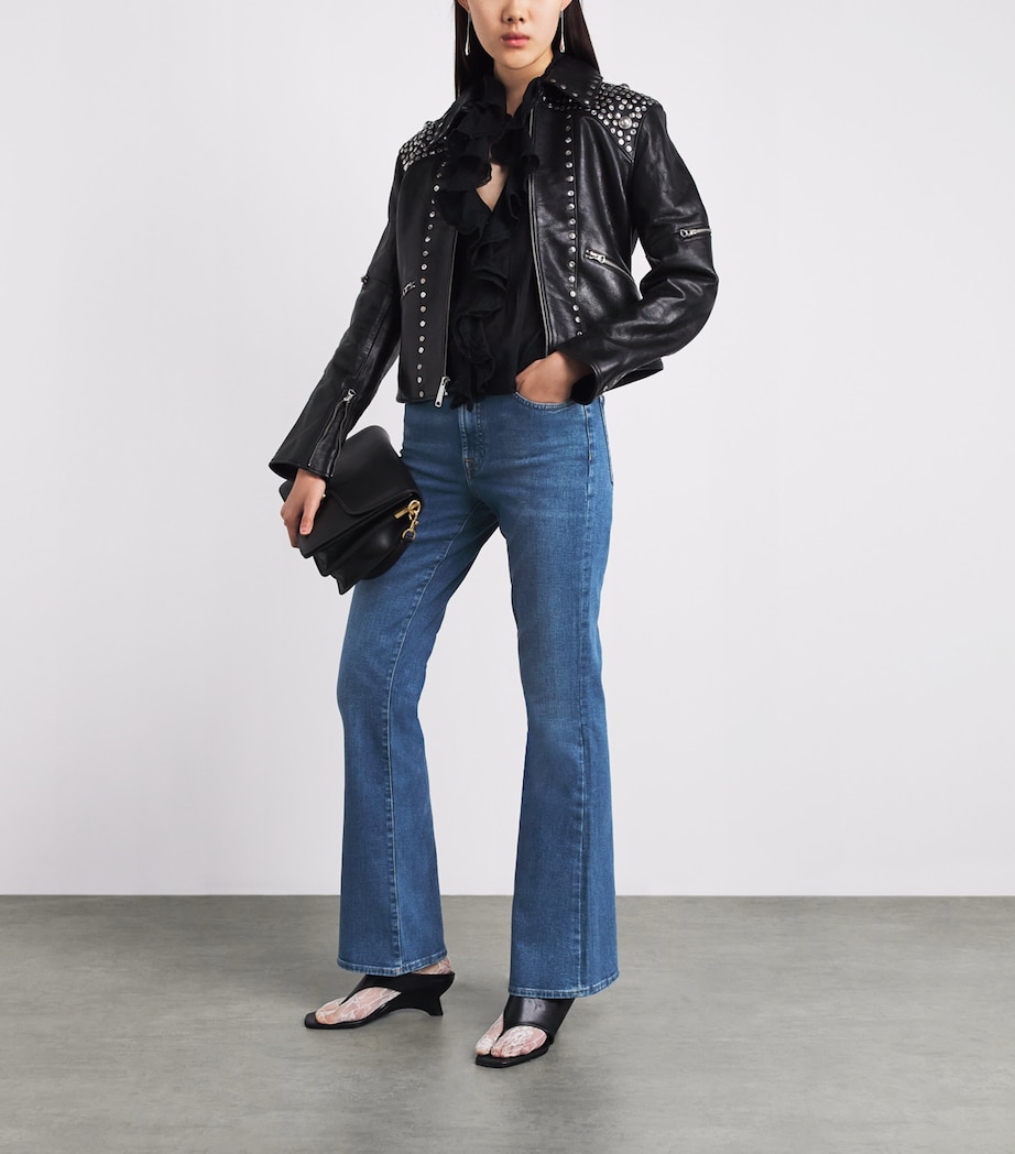 7 For All Mankind Womens The Leggy Bootcut Crop Jeans Cloud Image 2