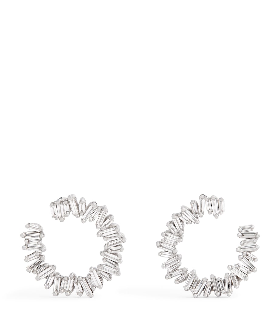 White Gold and Diamond Classic Mini Hoops 18K WG/WD Image 1
