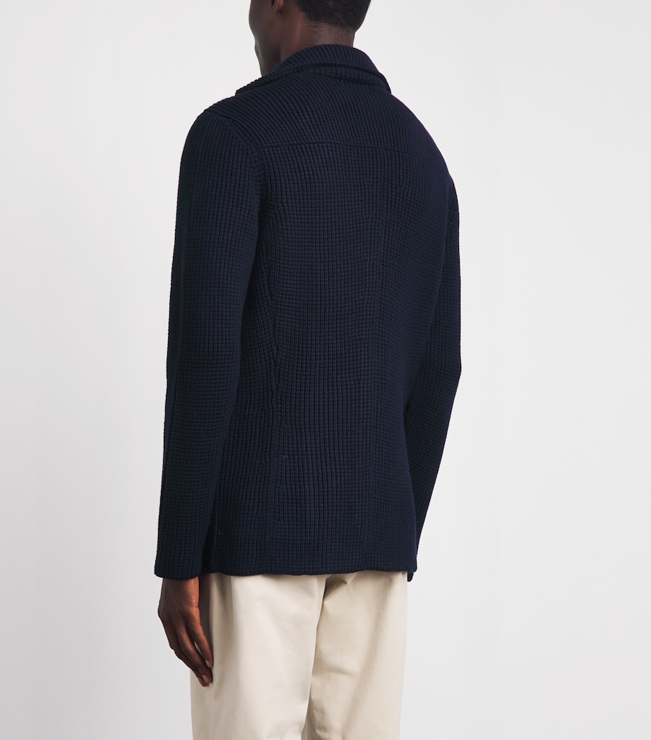 Maurizio Baldassari Mens Virgin Wool Brenta Shacket Full Dark Blue Image 5