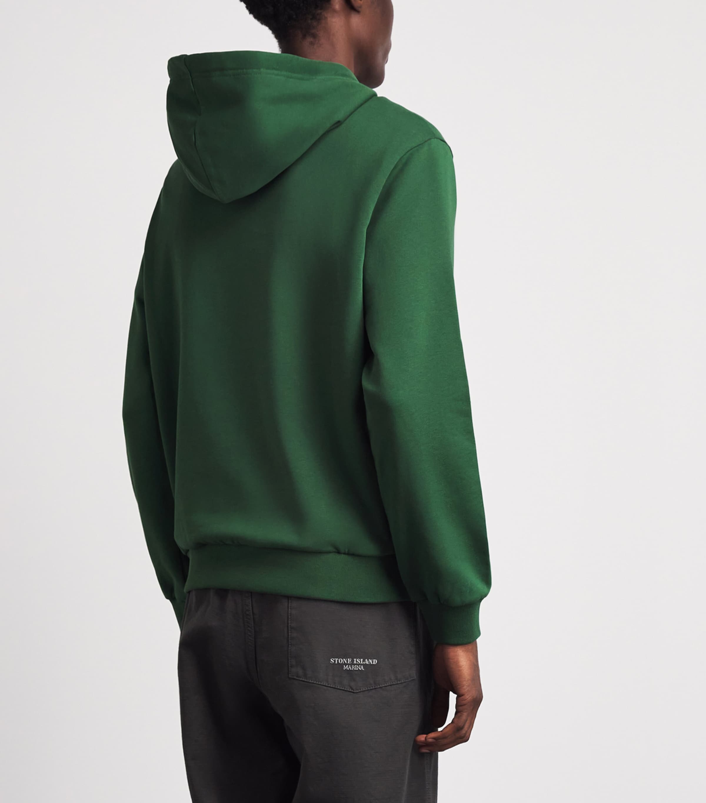 A.P.C. Mens Cotton Rue Madame Logo Hoodie Vert Fonce/blanc Image 5