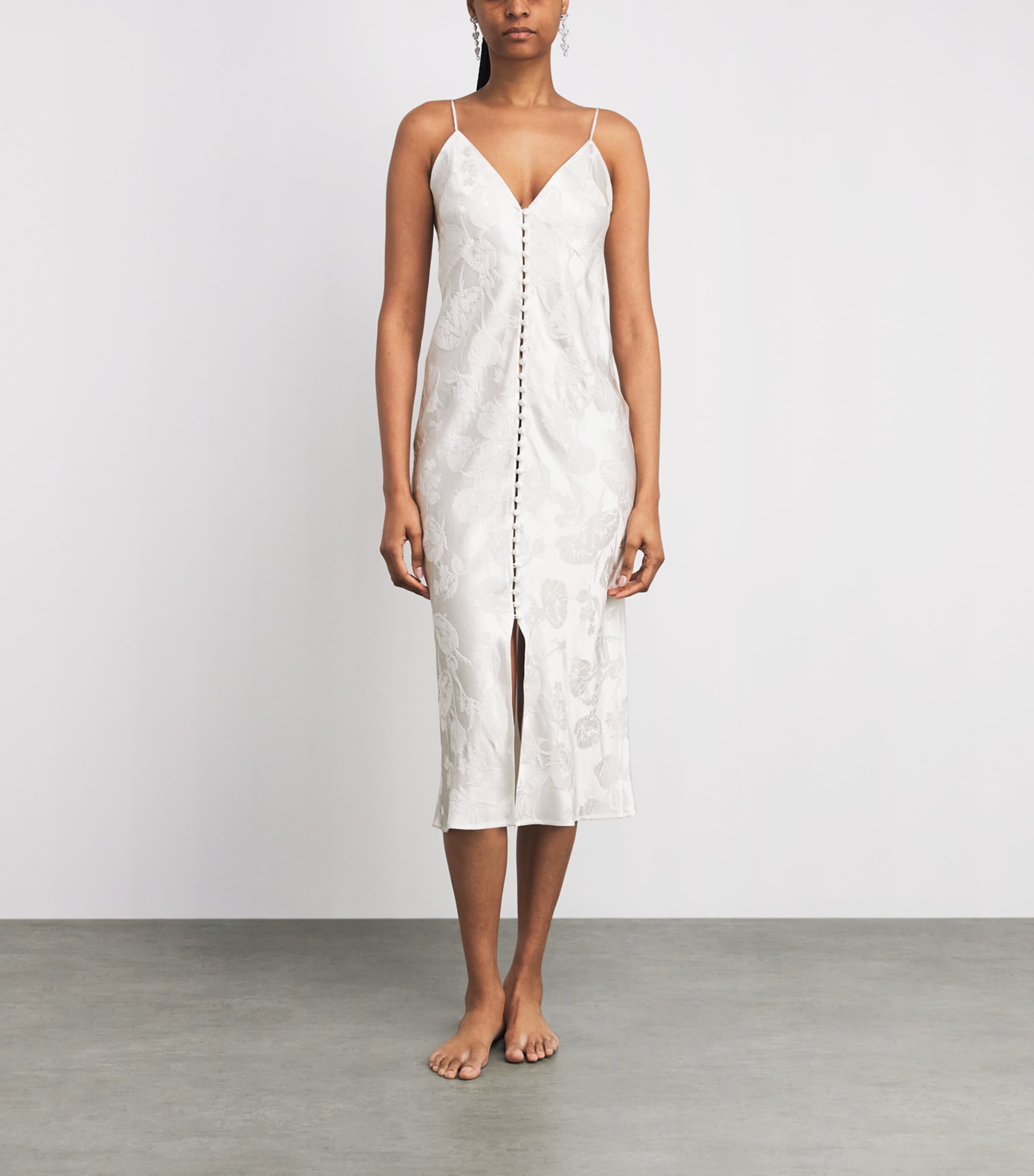 Olivia von Halle Womens Silk Jacquard Slip Midi Dress Liliana Image 2