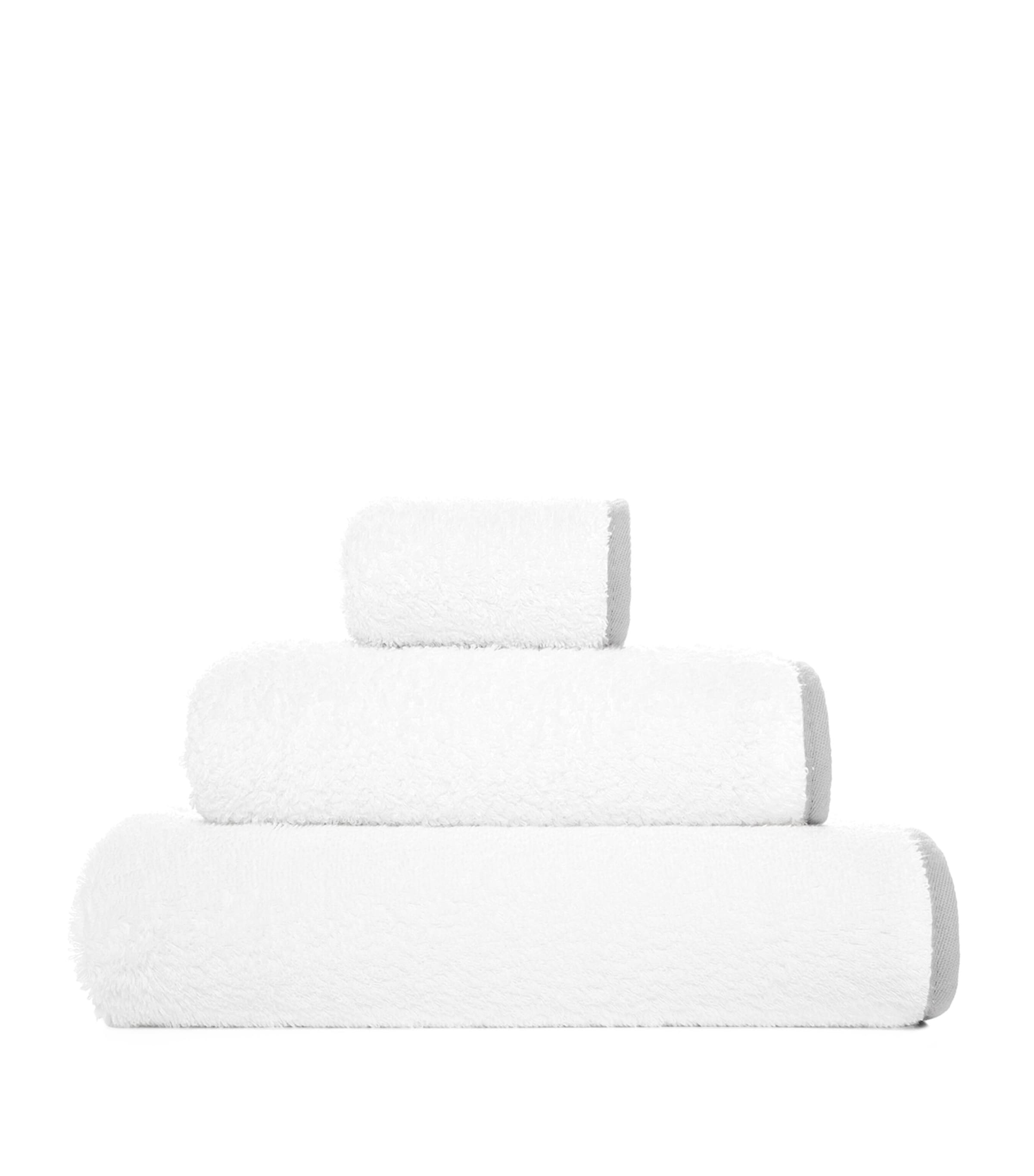 GRACCIOZA Egyptian Cotton Portobello Hand Towel (50cm x 100cm) White/silver Image 1