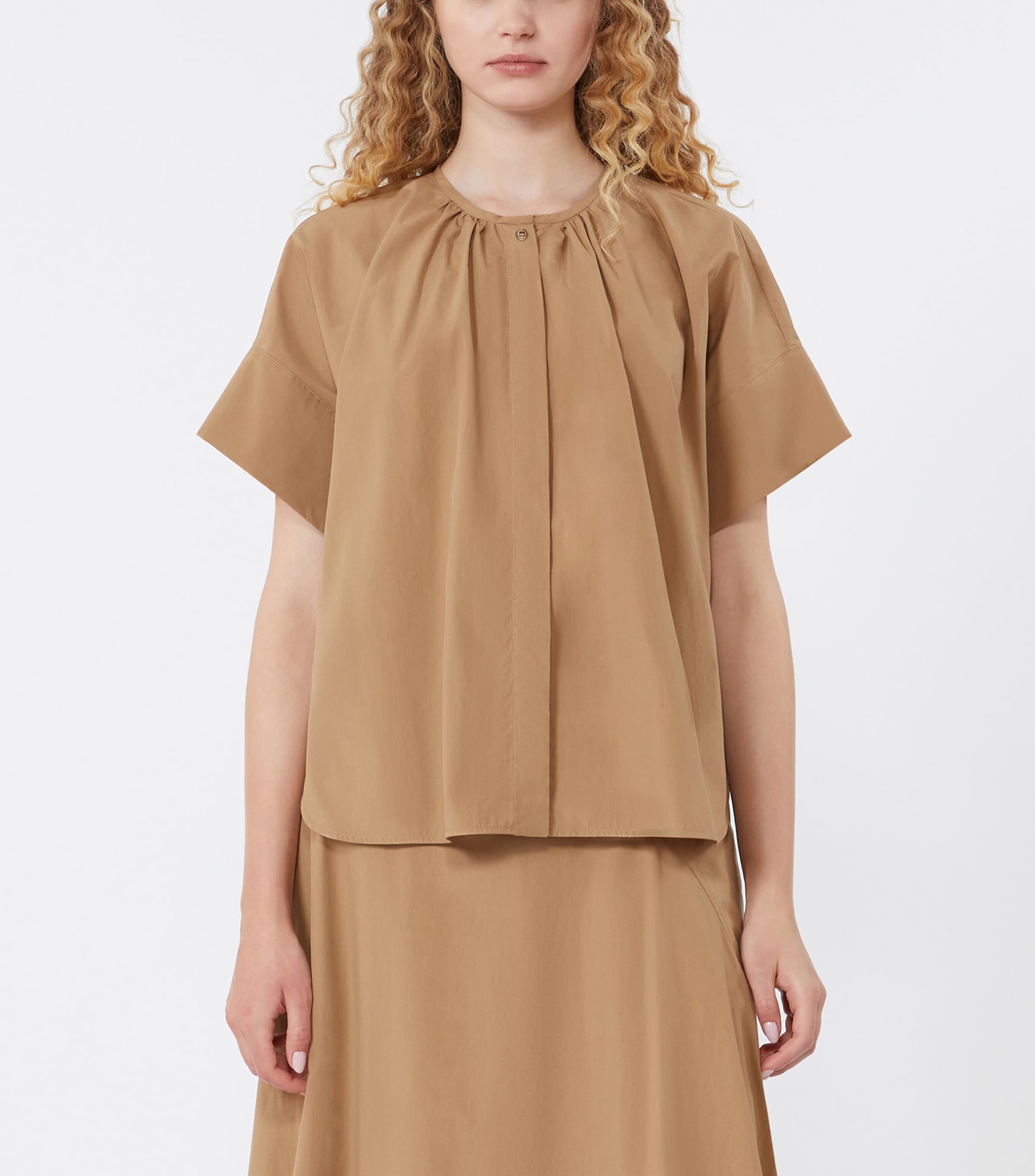 Weekend Max Mara Womens Cotton Poplin Blouse Tobacco Image 3